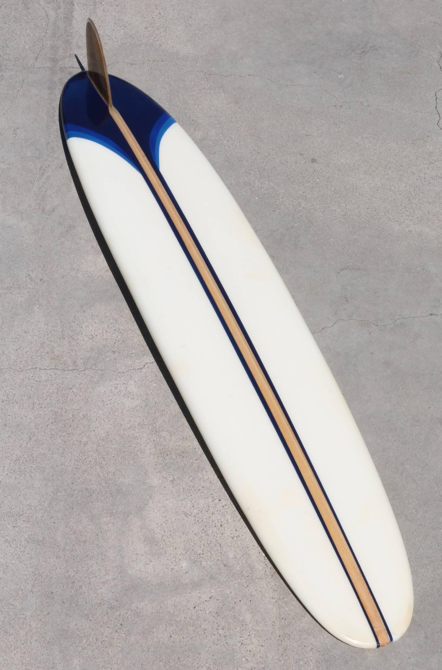 1963 Fully Restored Bing Surfboard, California, Blue, White In Good Condition In Los Angeles, CA