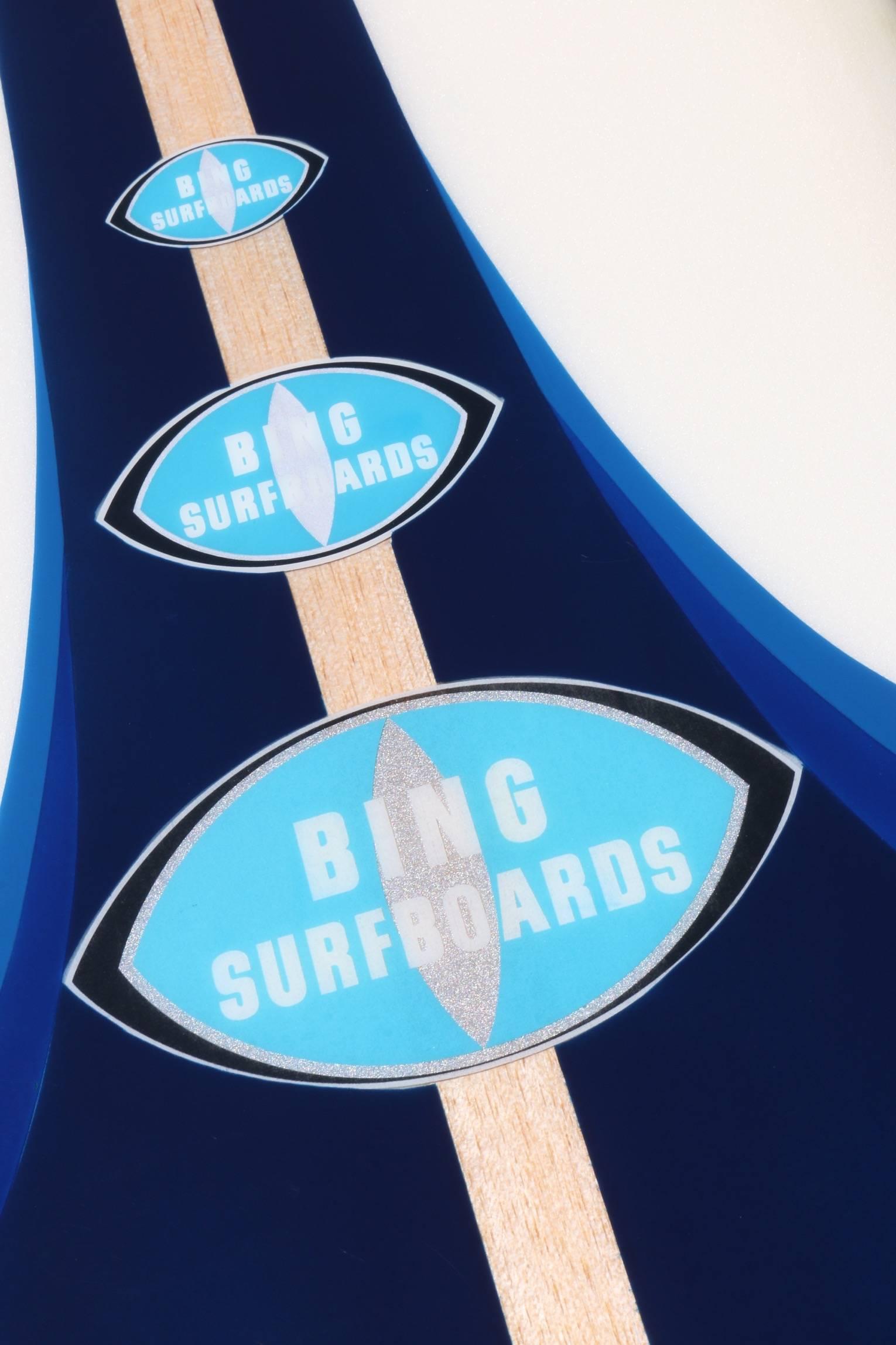 Fiberglass 1963 Fully Restored Bing Surfboard, California, Blue, White