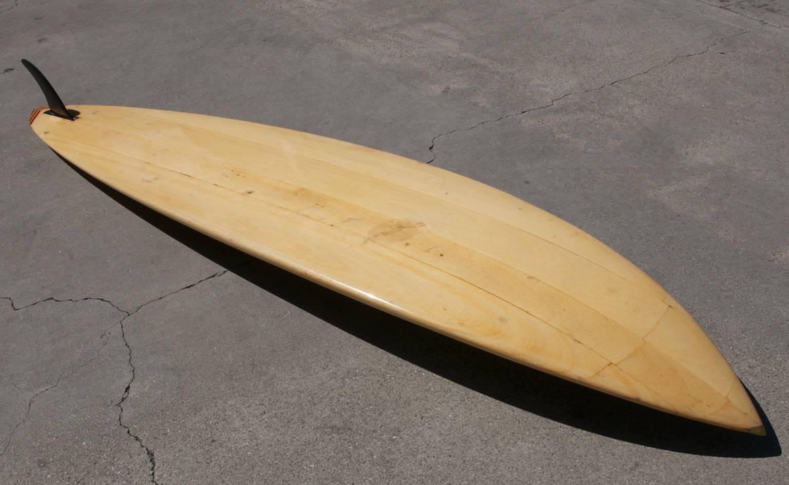 Mid-Century Modern Balsa Wood Surfboard, Downhome Shaped by Tom Gaglia, California, 1970s For Sale