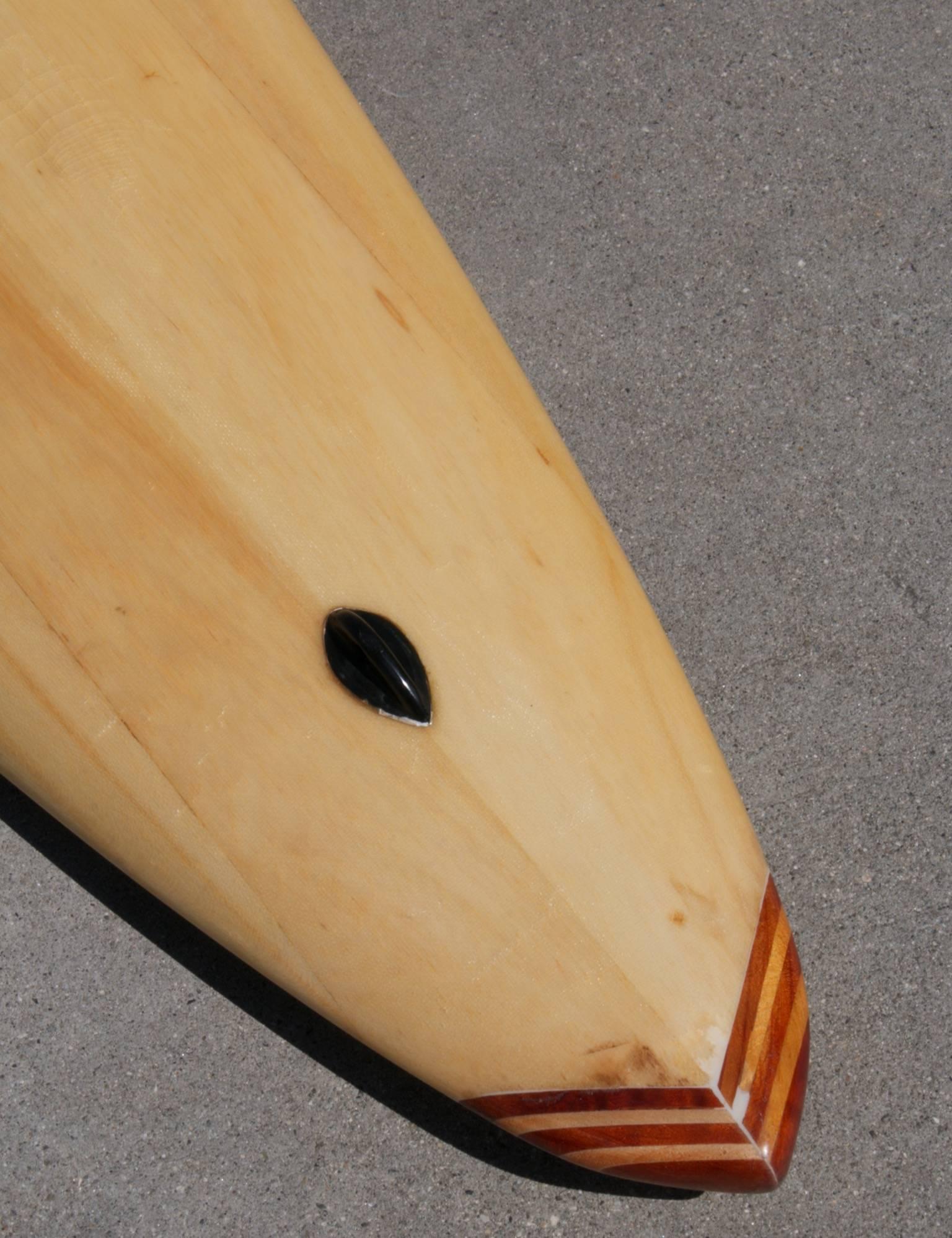 Fiberglass Balsa Wood Surfboard, Downhome Shaped by Tom Gaglia, California, 1970s For Sale