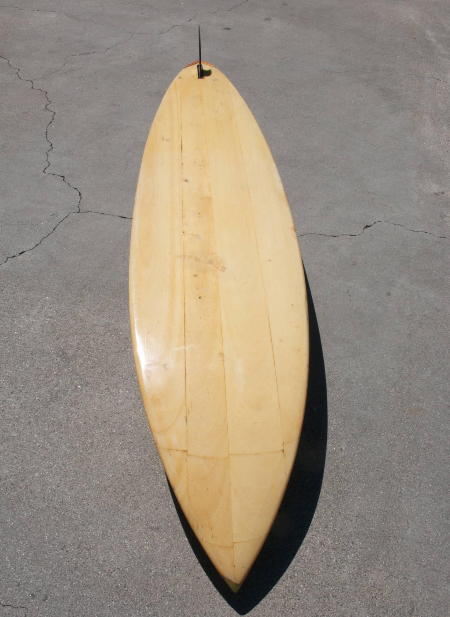 American Balsa Wood Surfboard, Downhome Shaped by Tom Gaglia, California, 1970s For Sale