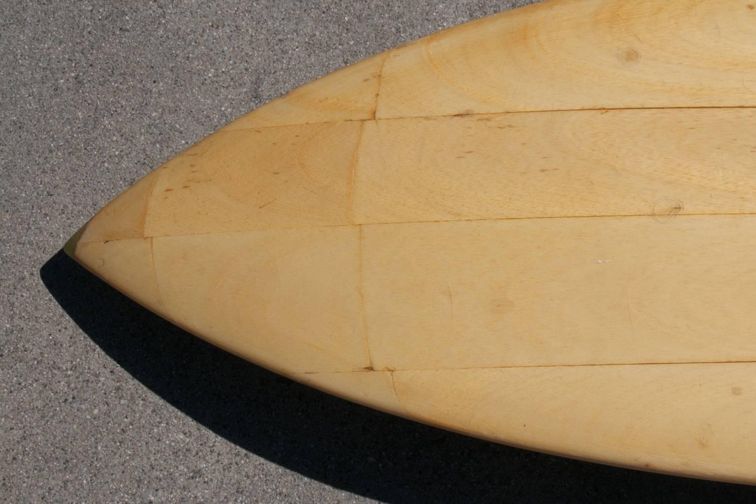 Balsa Wood Surfboard, Downhome Shaped by Tom Gaglia, California, 1970s For Sale 2