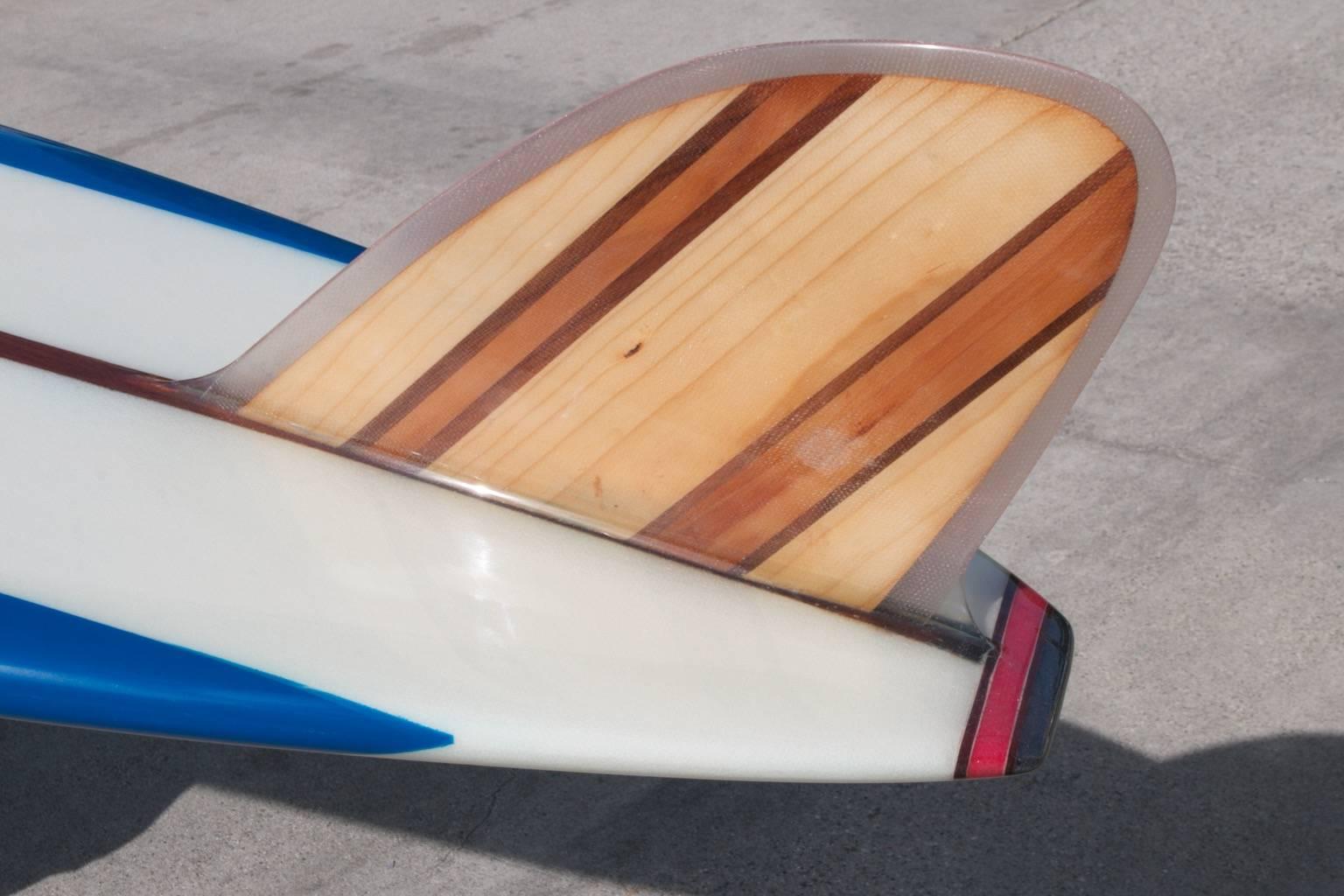 Jacobs Surfboard Fully Restored, Blue, White and Red, Early 1960s For Sale 2