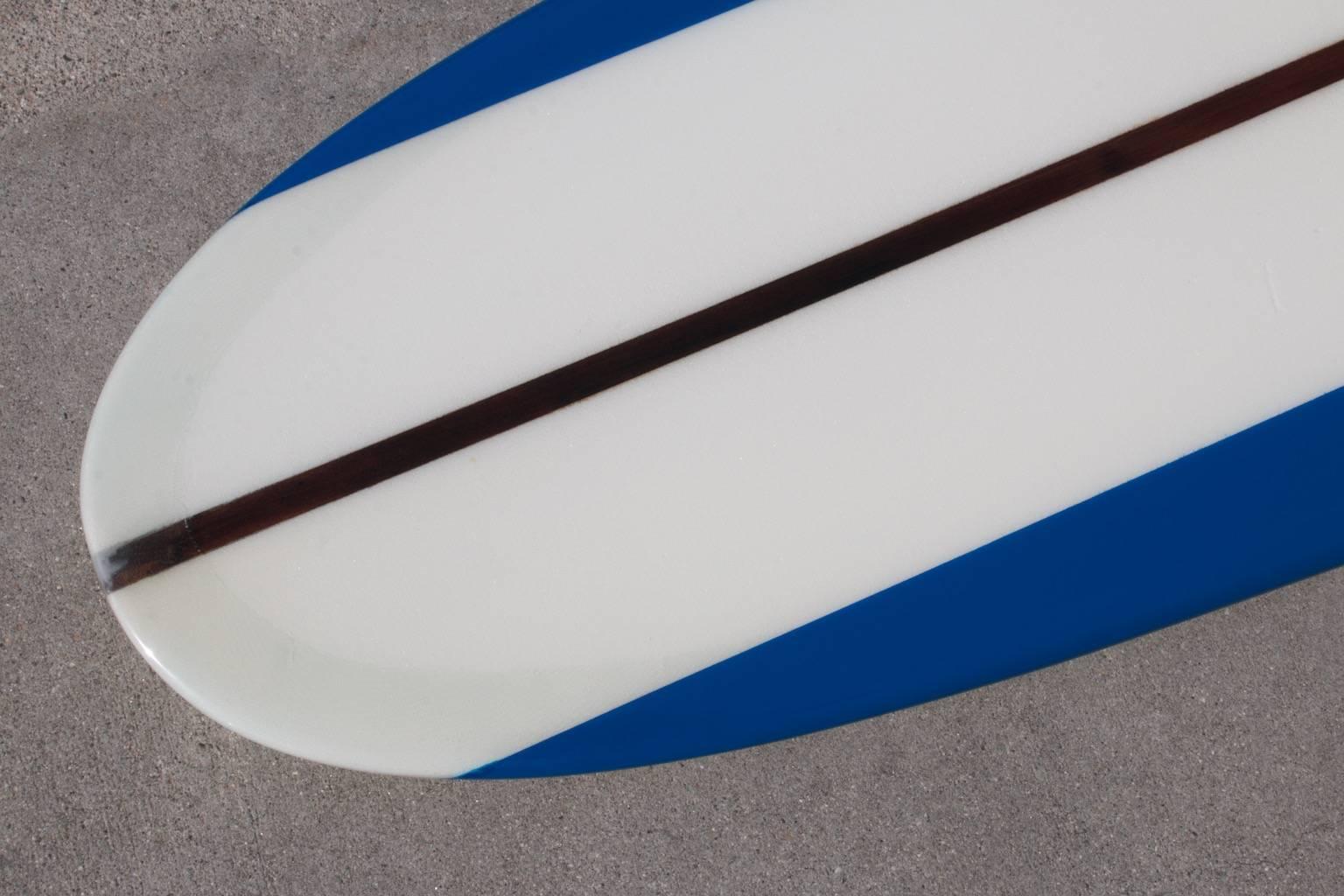 Fiberglass Jacobs Surfboard Fully Restored, Blue, White and Red, Early 1960s For Sale