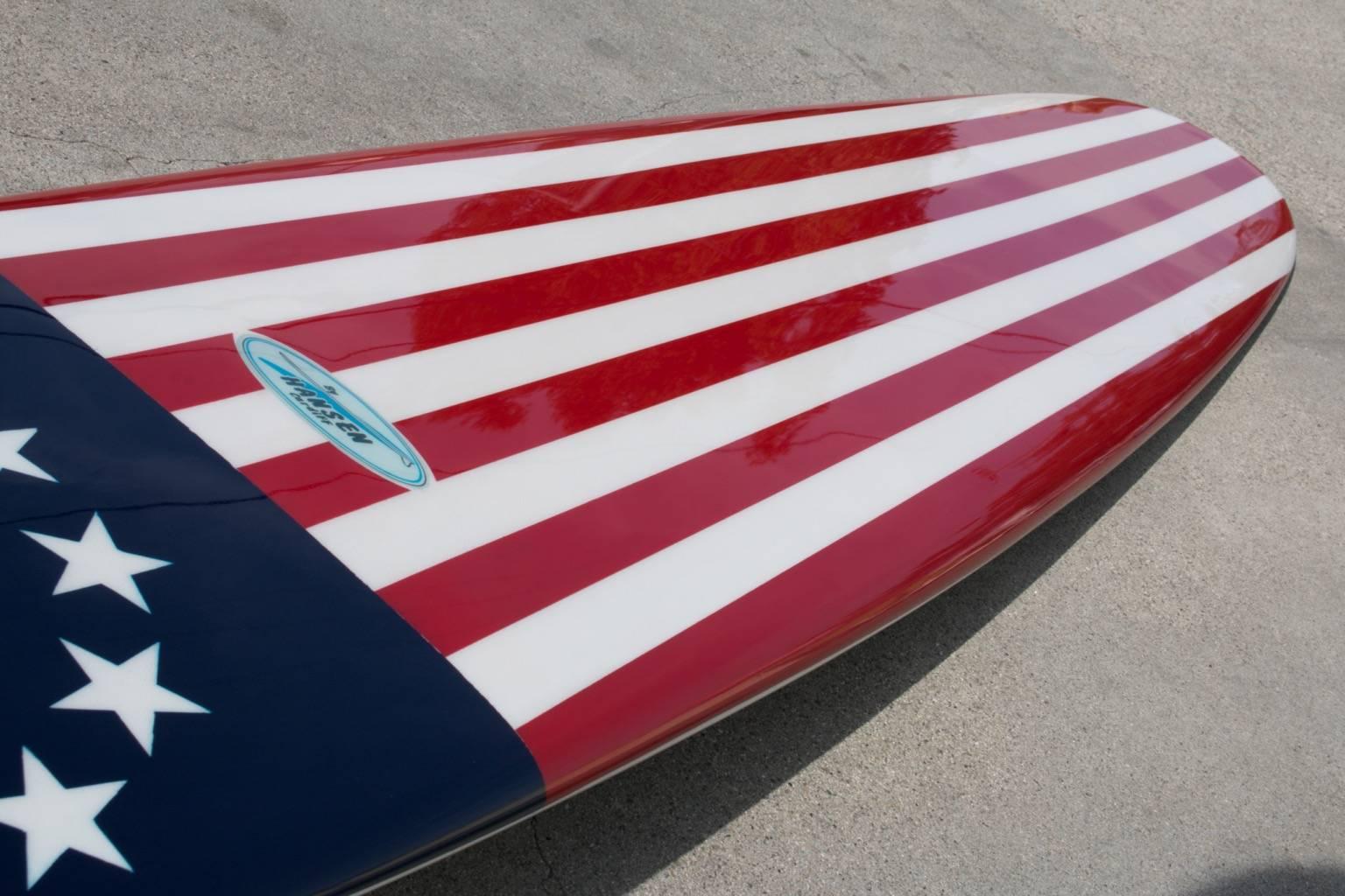 Mid-20th Century Stars and Stripes, American Navy Flag Surfboard by Hanson, c 1962 Fully Restored