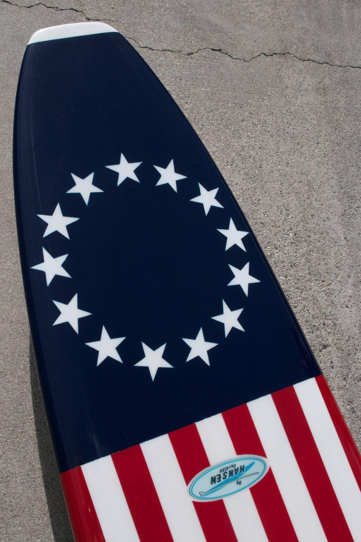 Foam Stars and Stripes, American Navy Flag Surfboard by Hanson, c 1962 Fully Restored