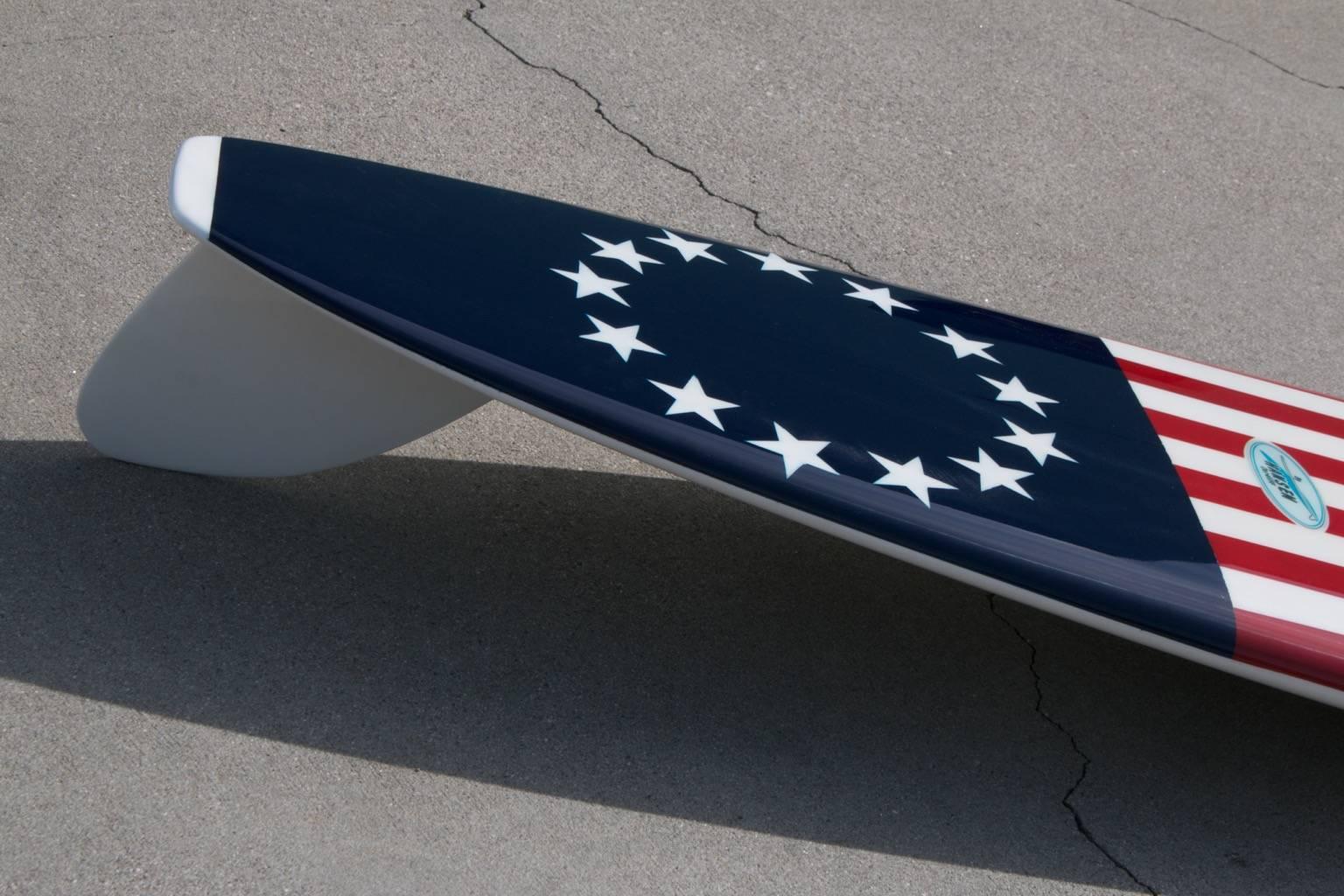 Stars and Stripes, American Navy Flag Surfboard by Hanson, c 1962 Fully Restored 2