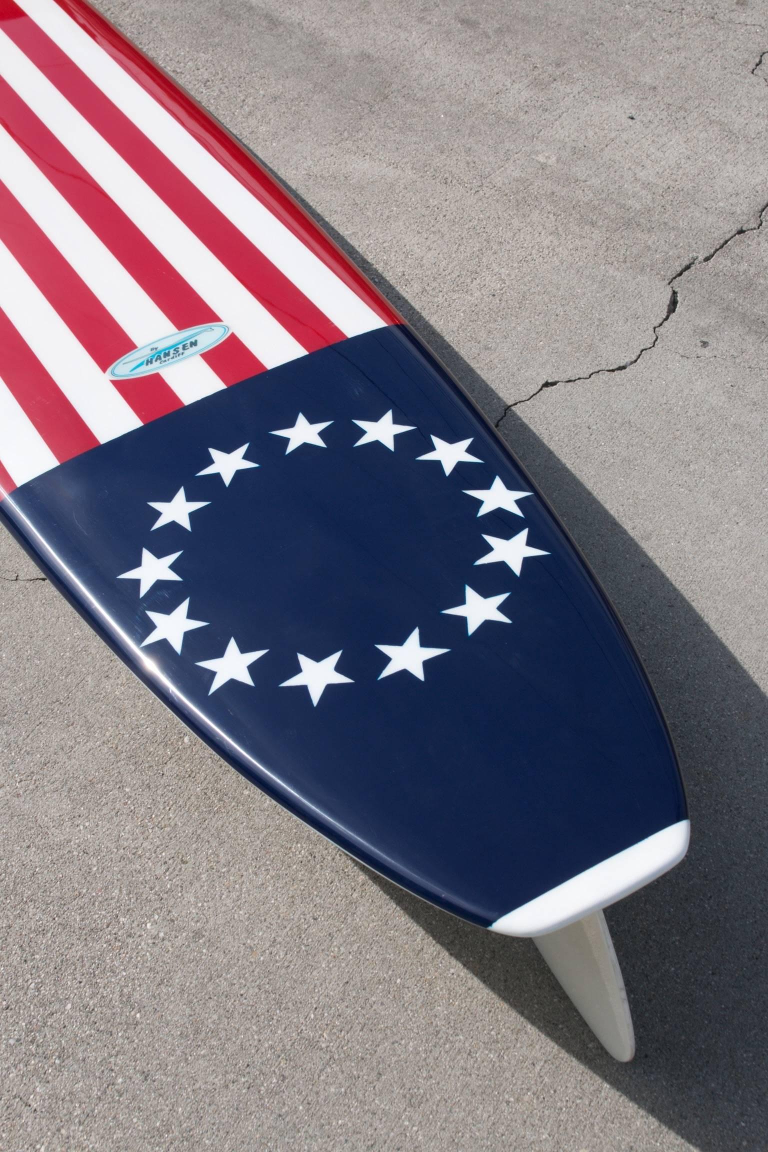 Stars and Stripes, American Navy Flag Surfboard by Hanson, c 1962 Fully Restored 3