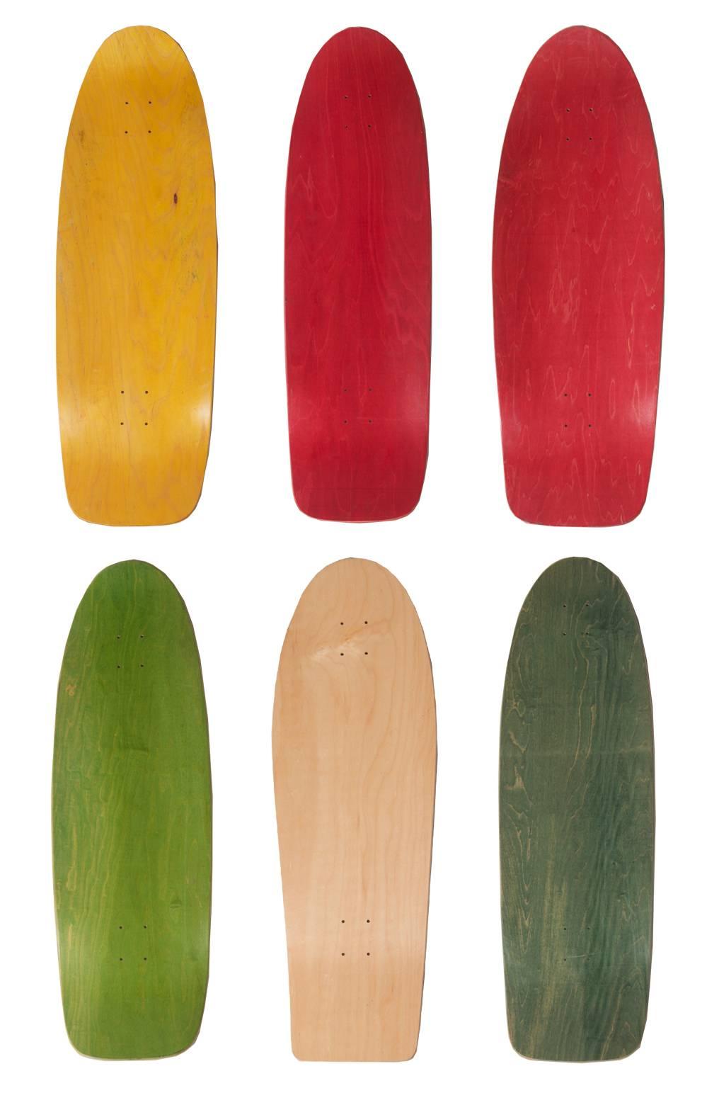 Unused, collectible and colorful Dogtown bulldog skateboard deck group by Wes Humpston are perfect for a wall installation for the Venice Beach skateboard enthusiast, or put wheels and trucks on them and go for a spin on ridable art! Venice Beach