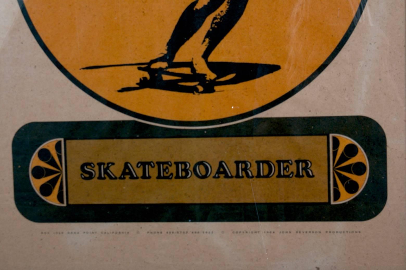 Mid-Century Modern 1964 Skateboard Poster, All Original Extremely Rare Midcentury Graphic