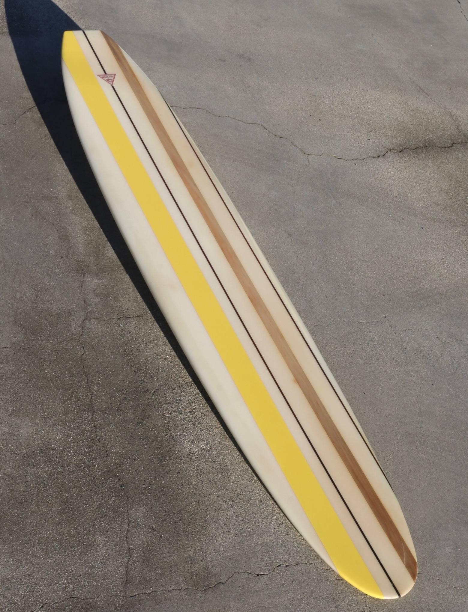Mid-Century Modern Fully Restored Early 1960s Surfboard by Aqua Divers, Lomita CA, Extremely Rare