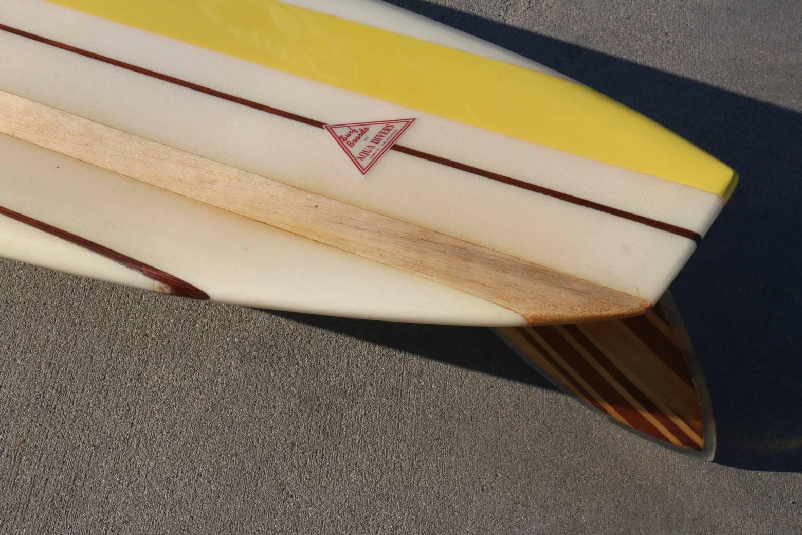 Mid-20th Century Fully Restored Early 1960s Surfboard by Aqua Divers, Lomita CA, Extremely Rare