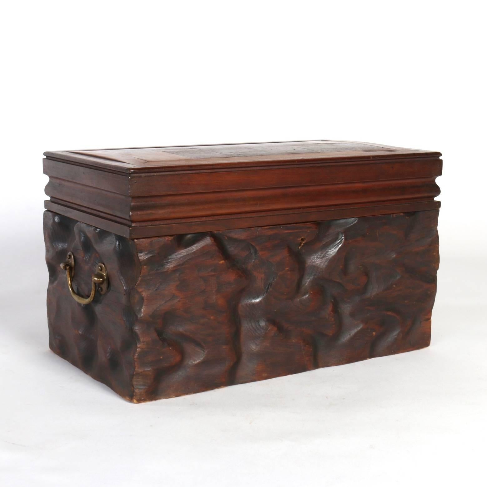 Art Nouveau Wooden Box with Marquetry Top, circa 1890 For Sale