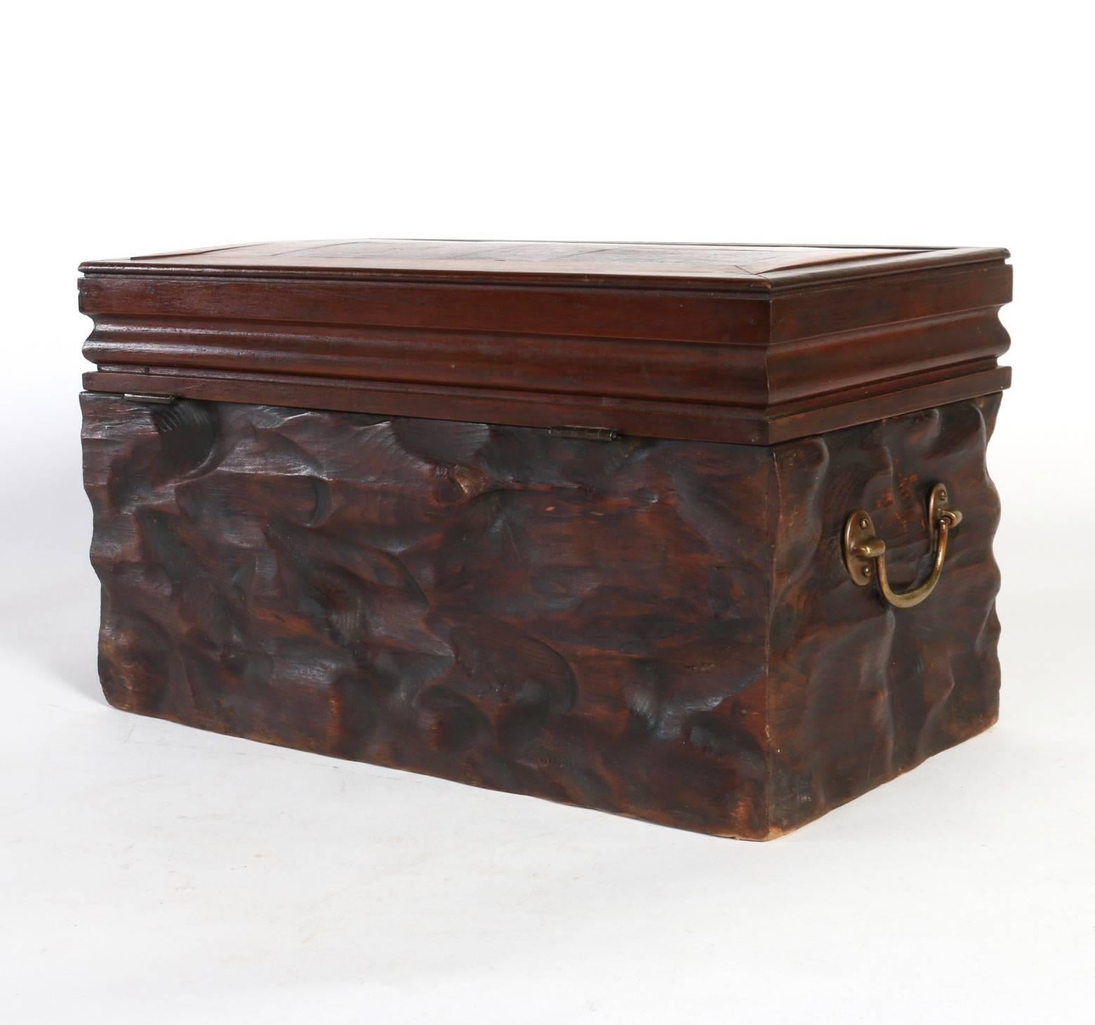 Wooden Box with Marquetry Top, circa 1890 For Sale 2