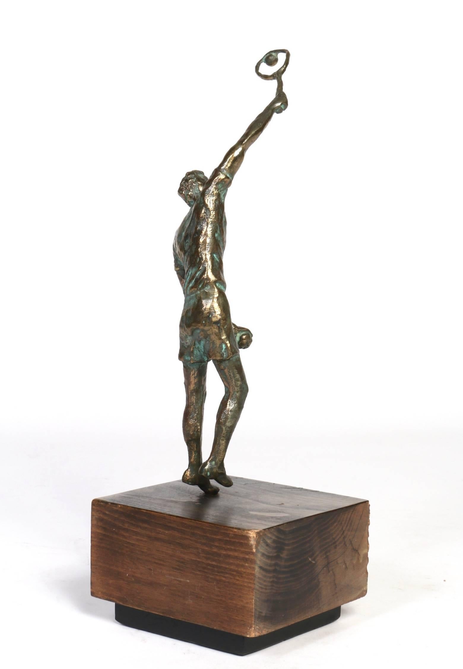 Mid-Century Modern Curtis Jere Bronze Tennis Player Sculpture