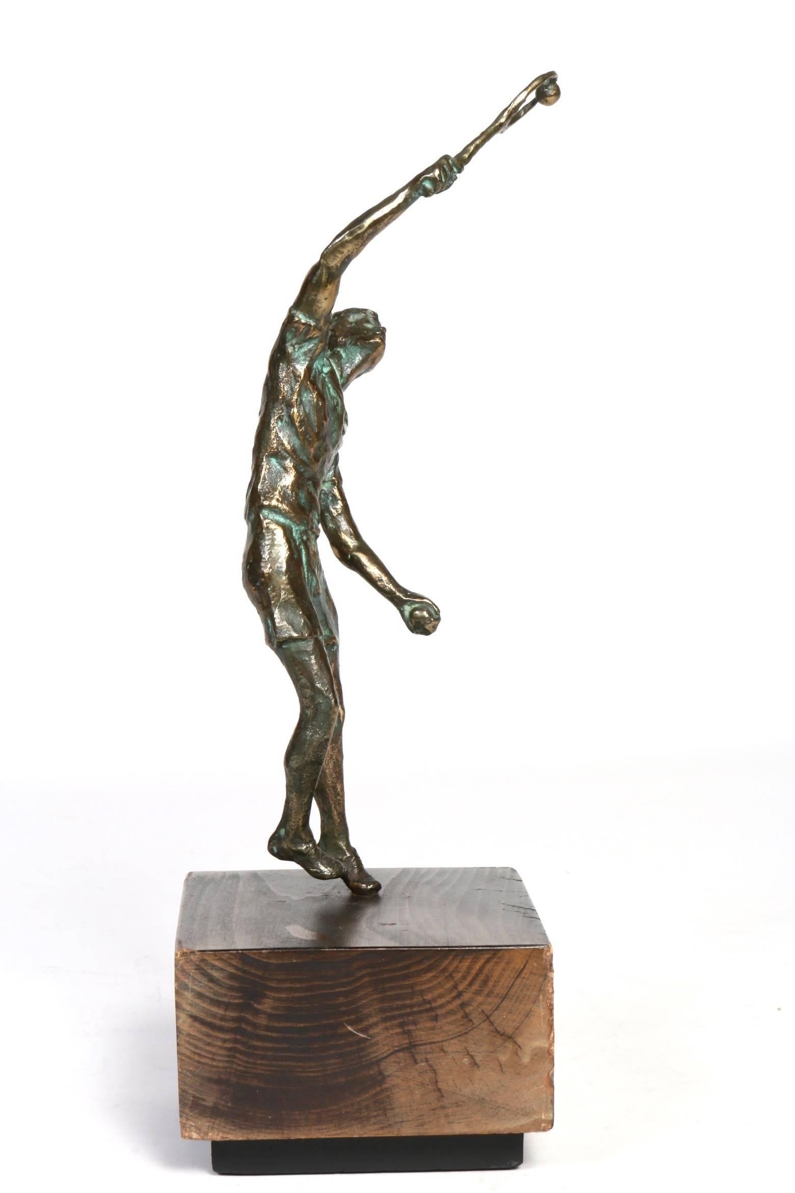Curtis Jere Bronze Tennis Player Sculpture In Excellent Condition In Los Angeles, CA