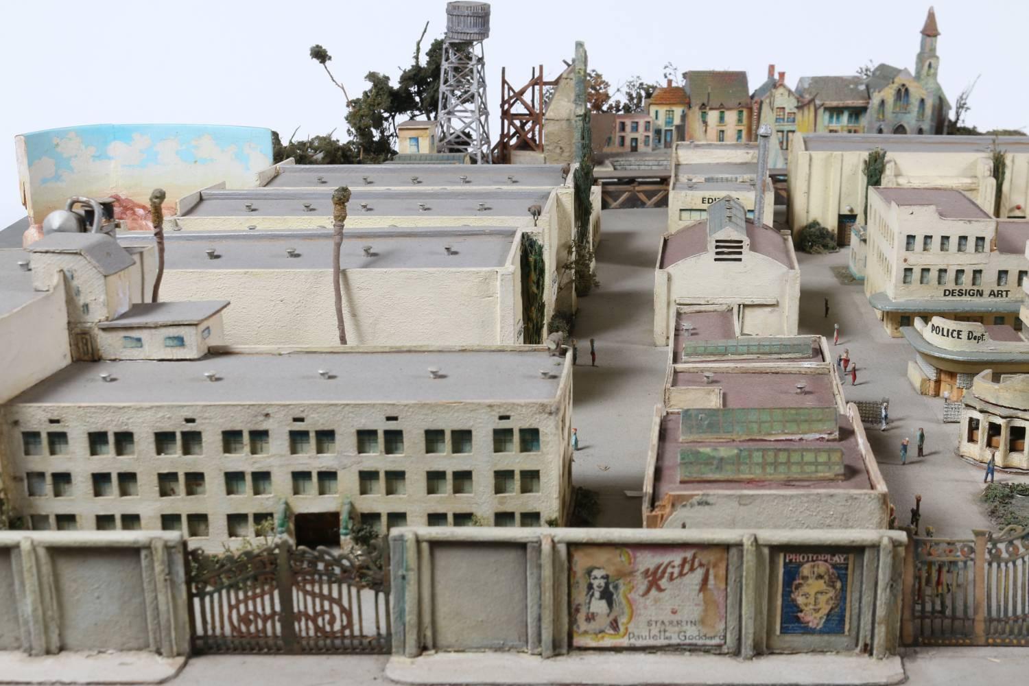 Folk Art Motion Picture Film Studio Diorama, 1930s Hollywood in Miniature For Sale