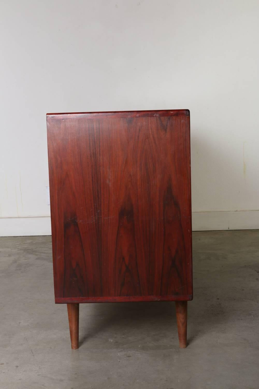 Rosewood Credenza Cabinet with Tambour Doors Made in Denmark by H. P. Hansen 2