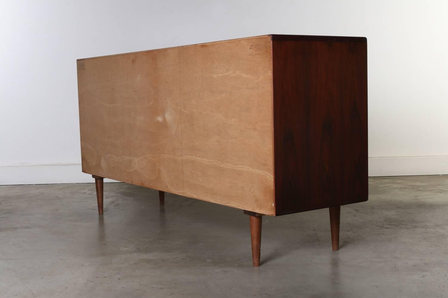 Rosewood Credenza Cabinet with Tambour Doors Made in Denmark by H. P. Hansen 3