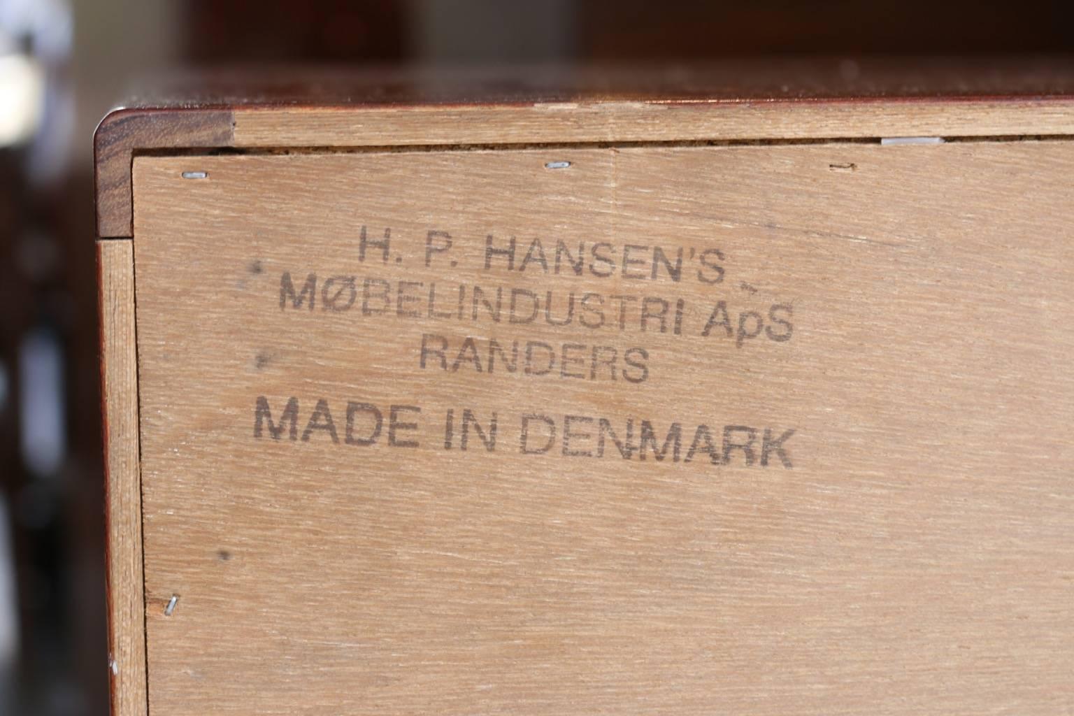 Rosewood Credenza Cabinet with Tambour Doors Made in Denmark by H. P. Hansen 4