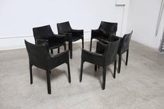 Set of Six " Cab" Chairs by Mario Bellini for Cassina