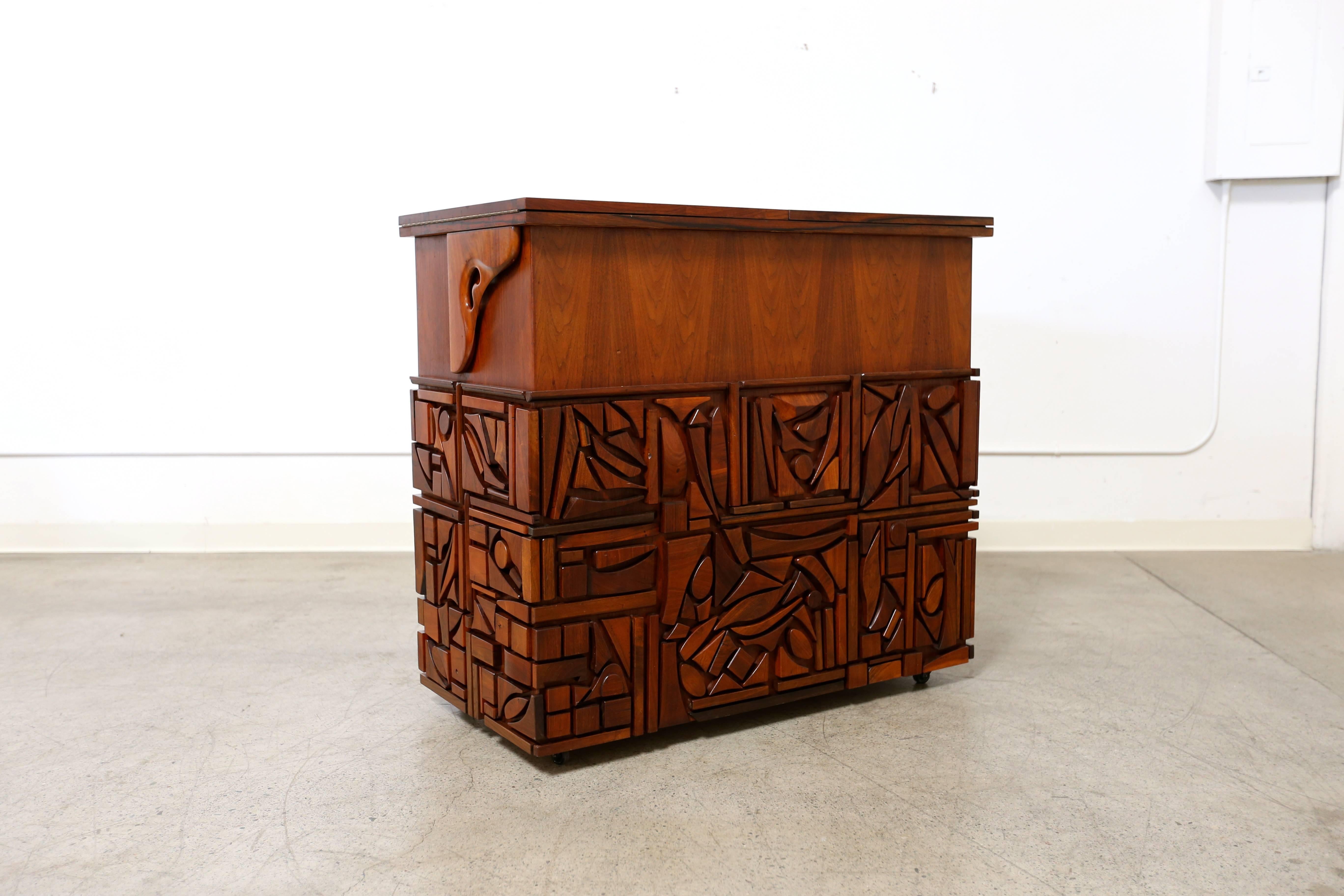 Mid-Century Modern Studio Crafted Bar Cabinet by Artist Mabel Hutchinson