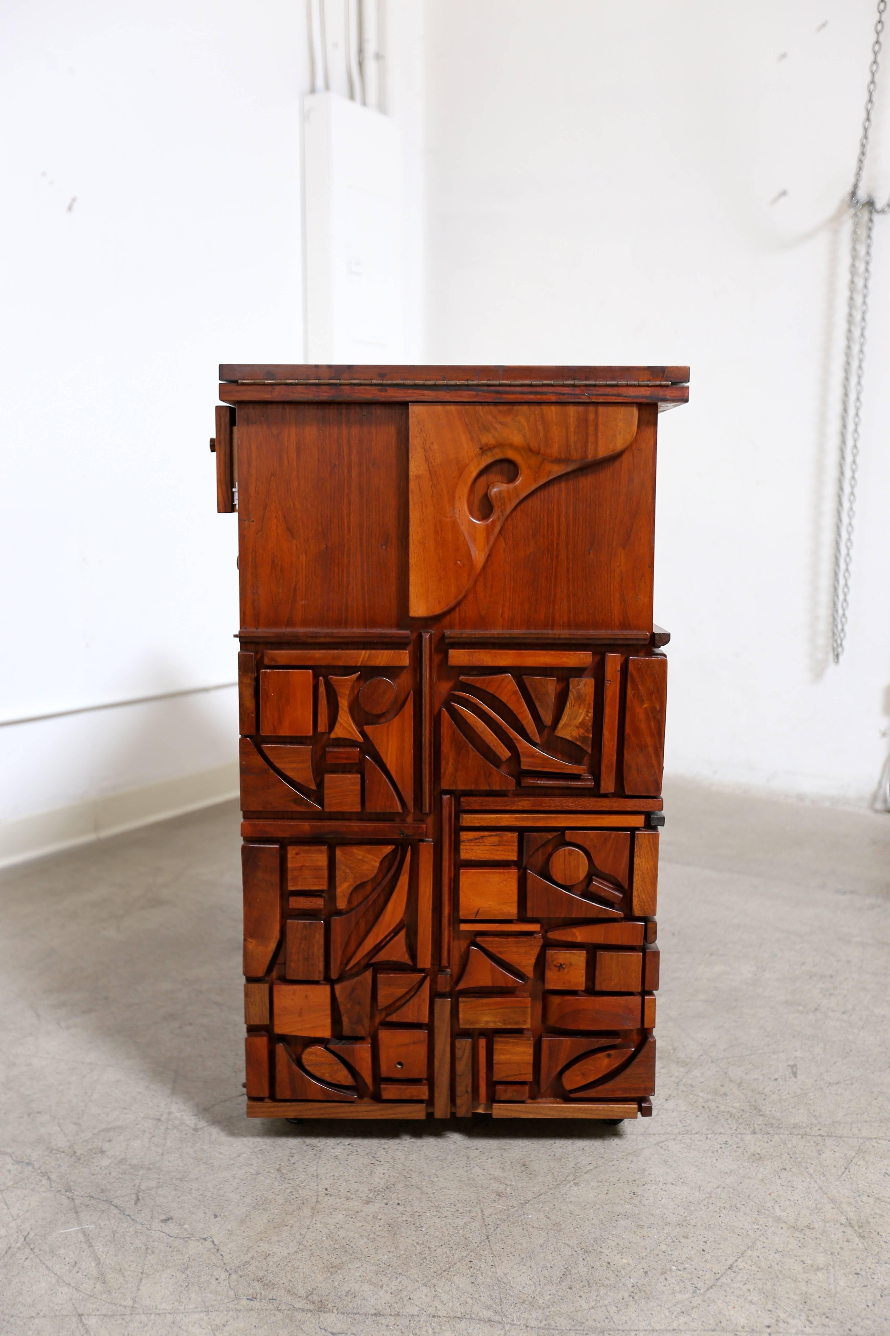 Studio Crafted Bar Cabinet by Artist Mabel Hutchinson In Good Condition In San Juan Capistrano, CA