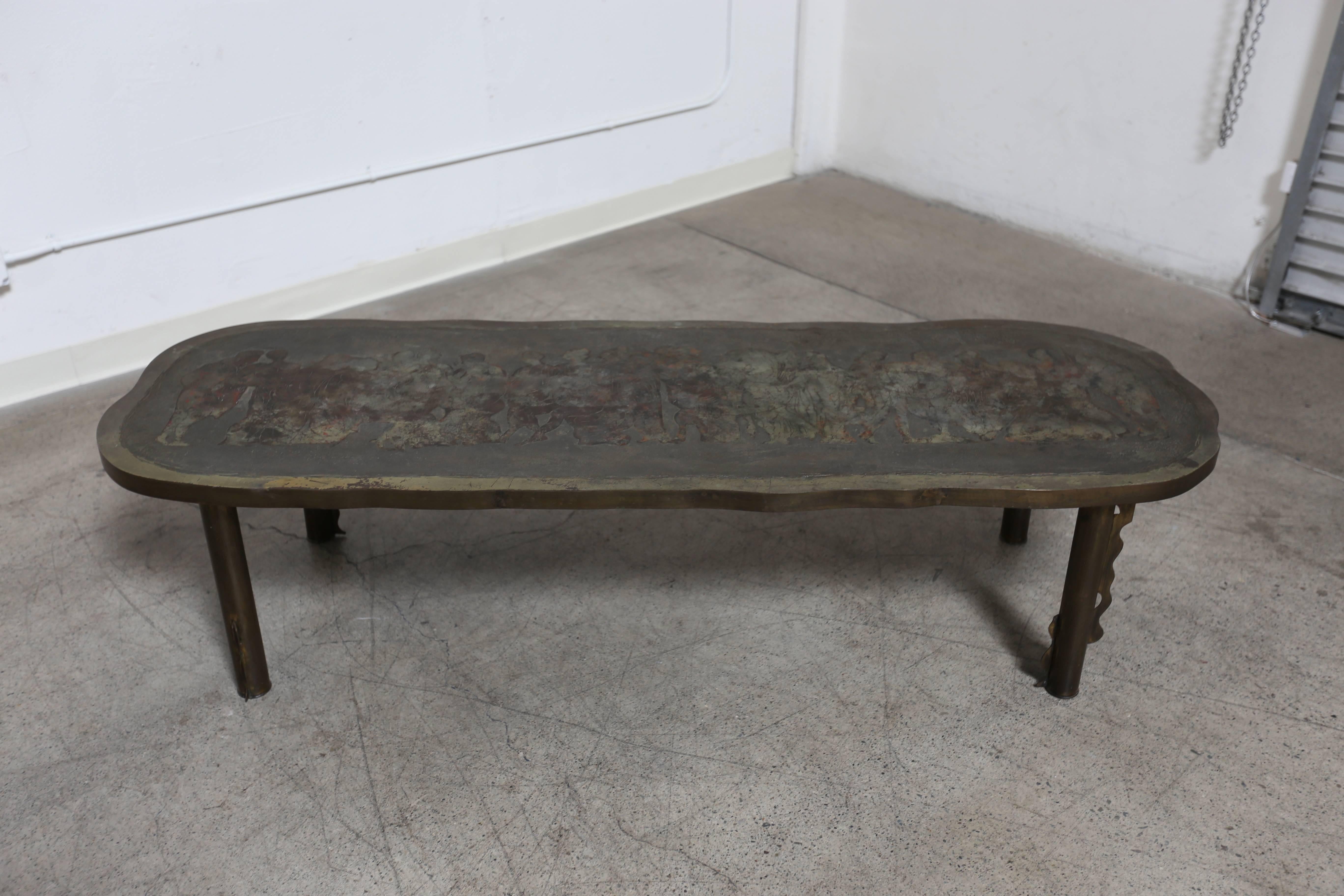 "Romanesque" coffee table by Philip and Kelvin LaVerne. This piece is signed.