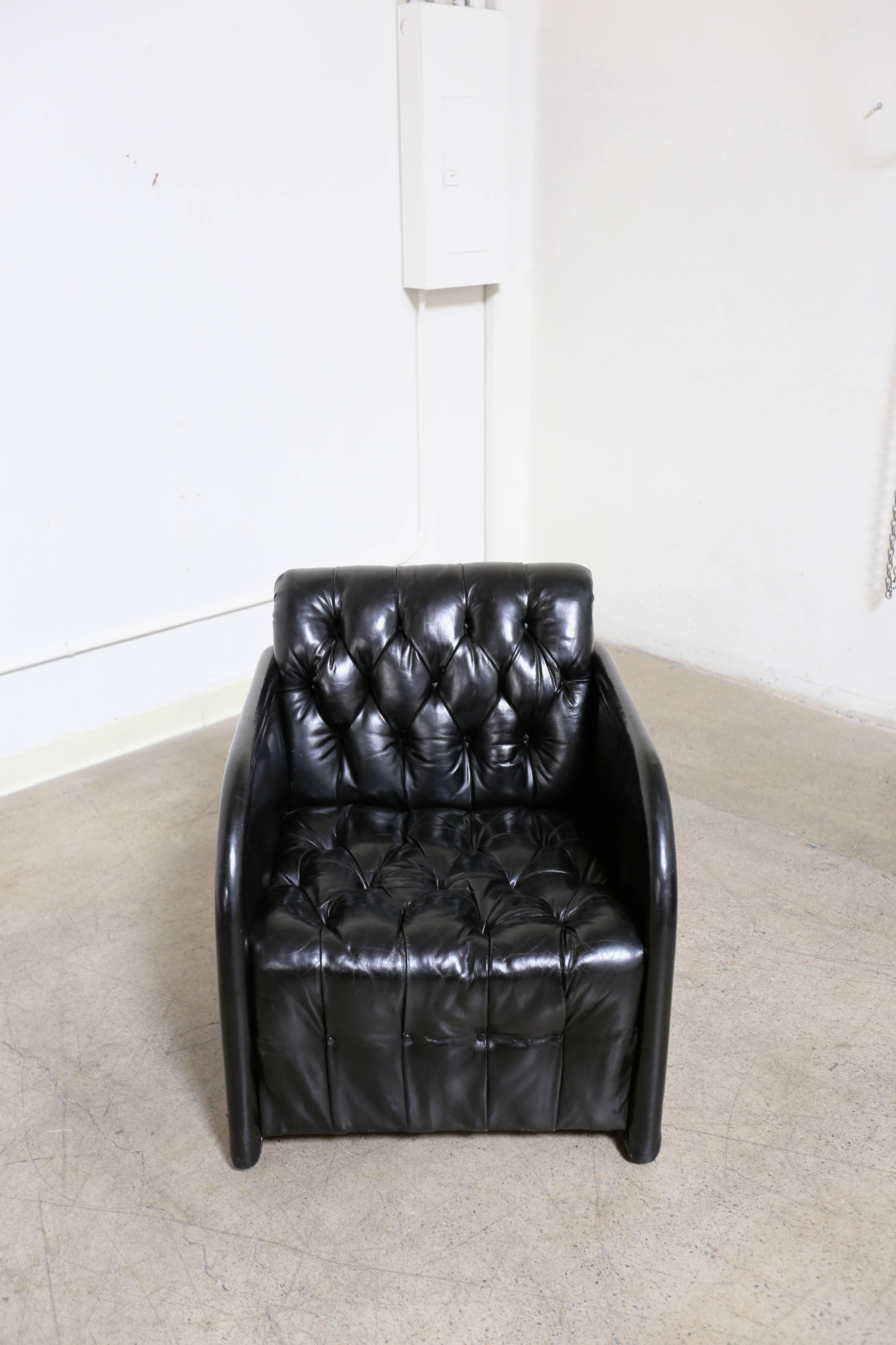 Modernist Leather Tufted Lounge Chair 1