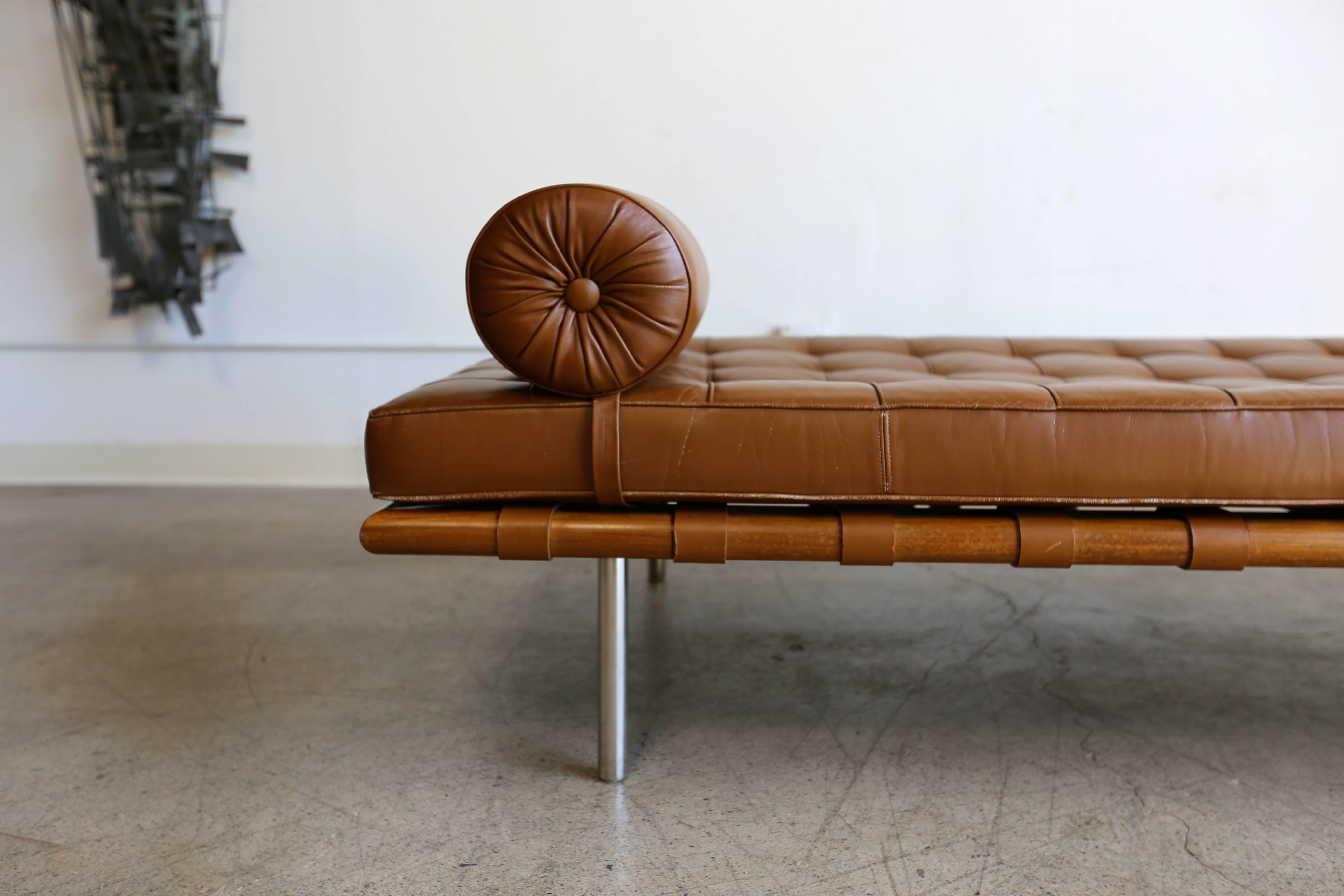 Rosewood and leather daybed by Ludwig Mies van der Rohe. This piece was produced by Knoll Associates.
