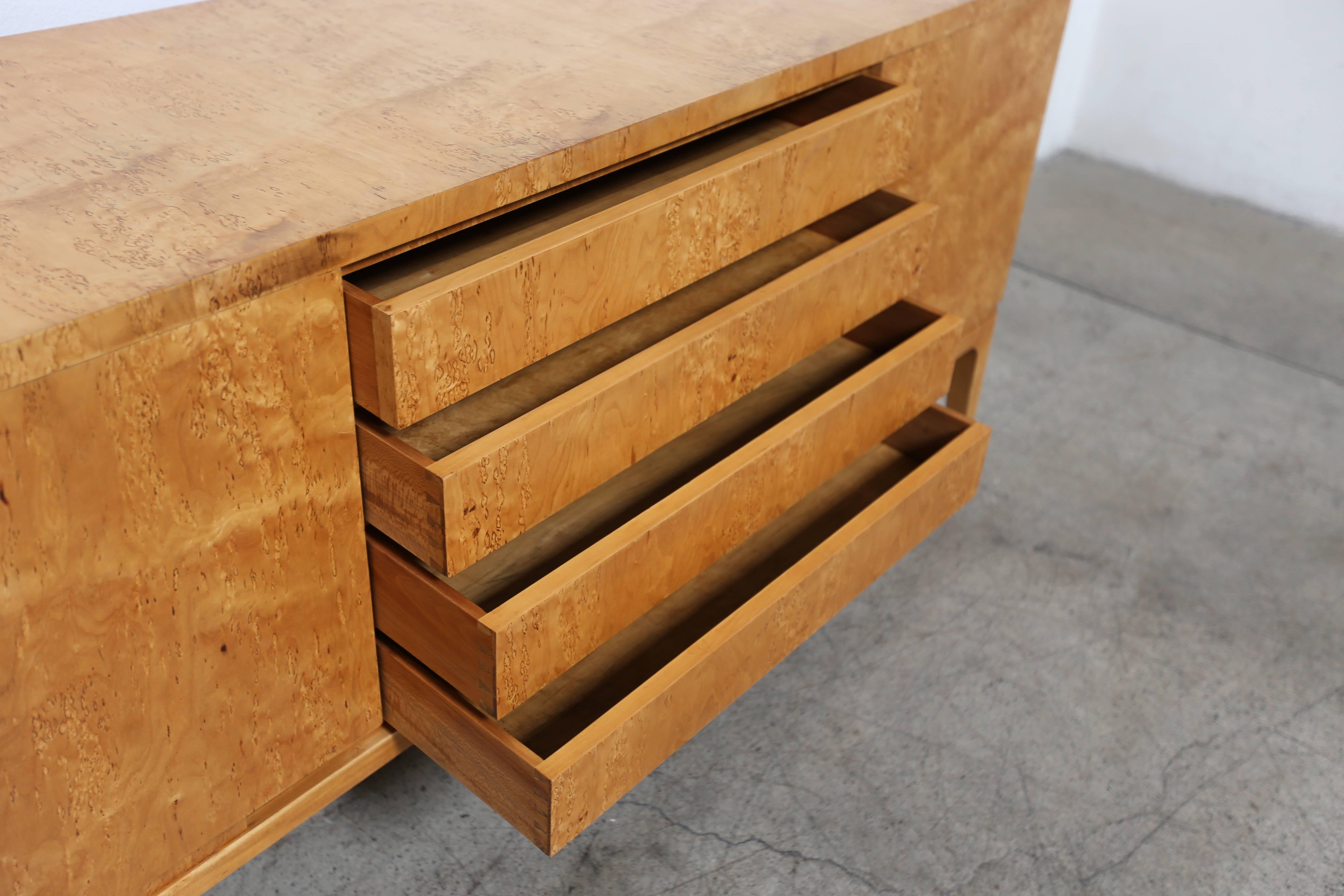 20th Century Karelian Birch Burl Wood Credenza
