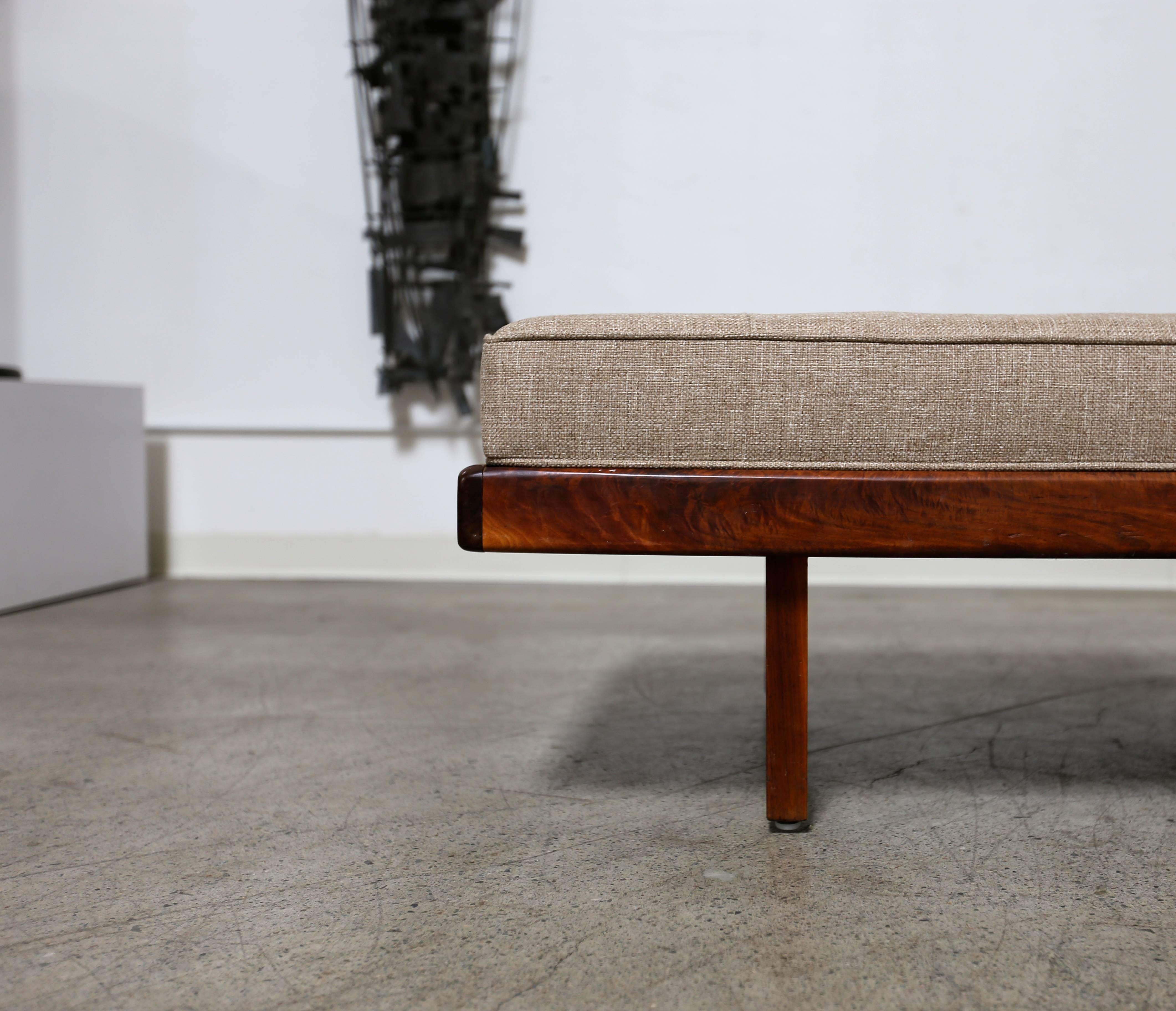 Mid-Century Modern Long Studio Crafted Solid Walnut Bench