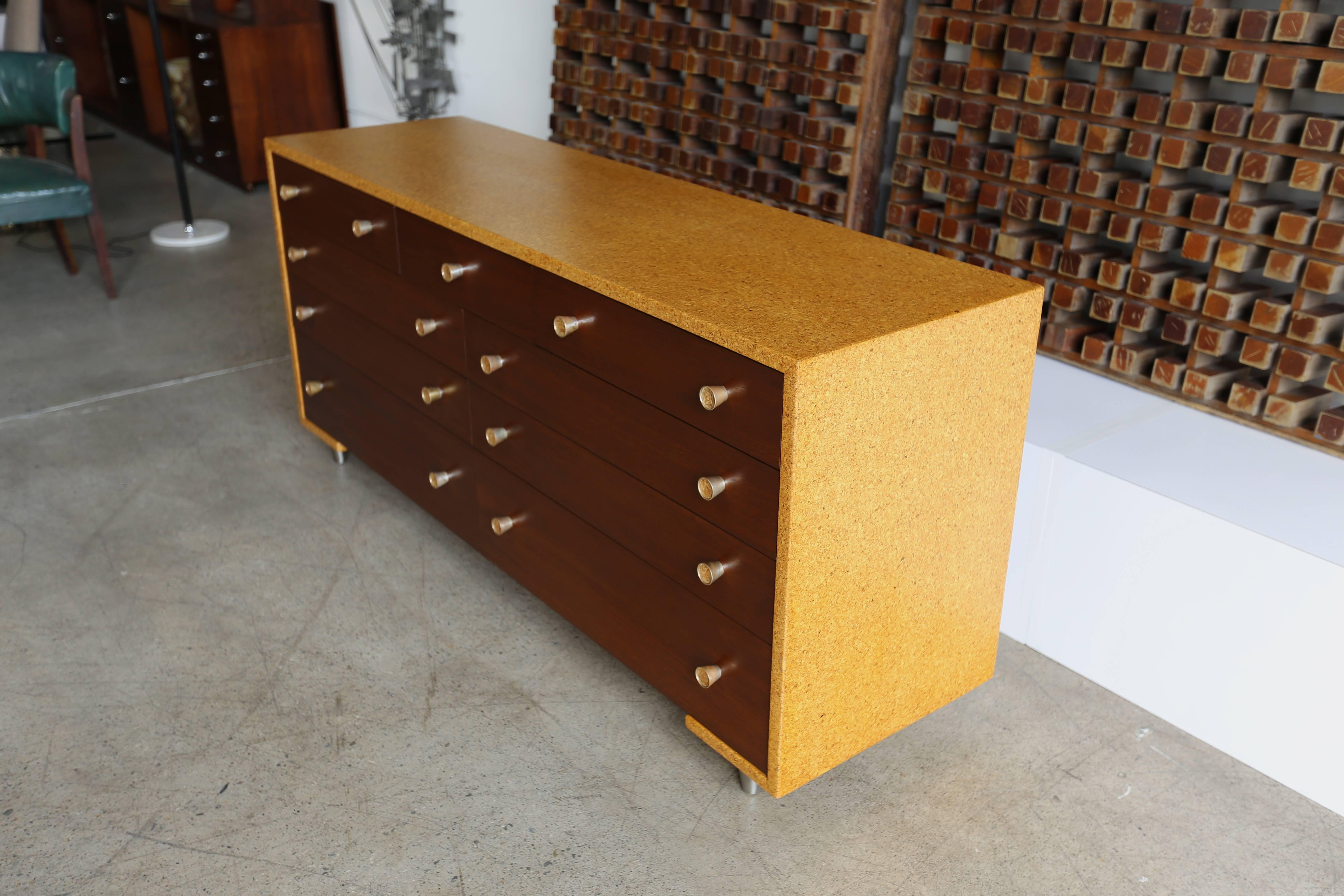 Cork and mahogany dresser by Paul Frankl for Johnson Furniture Company.