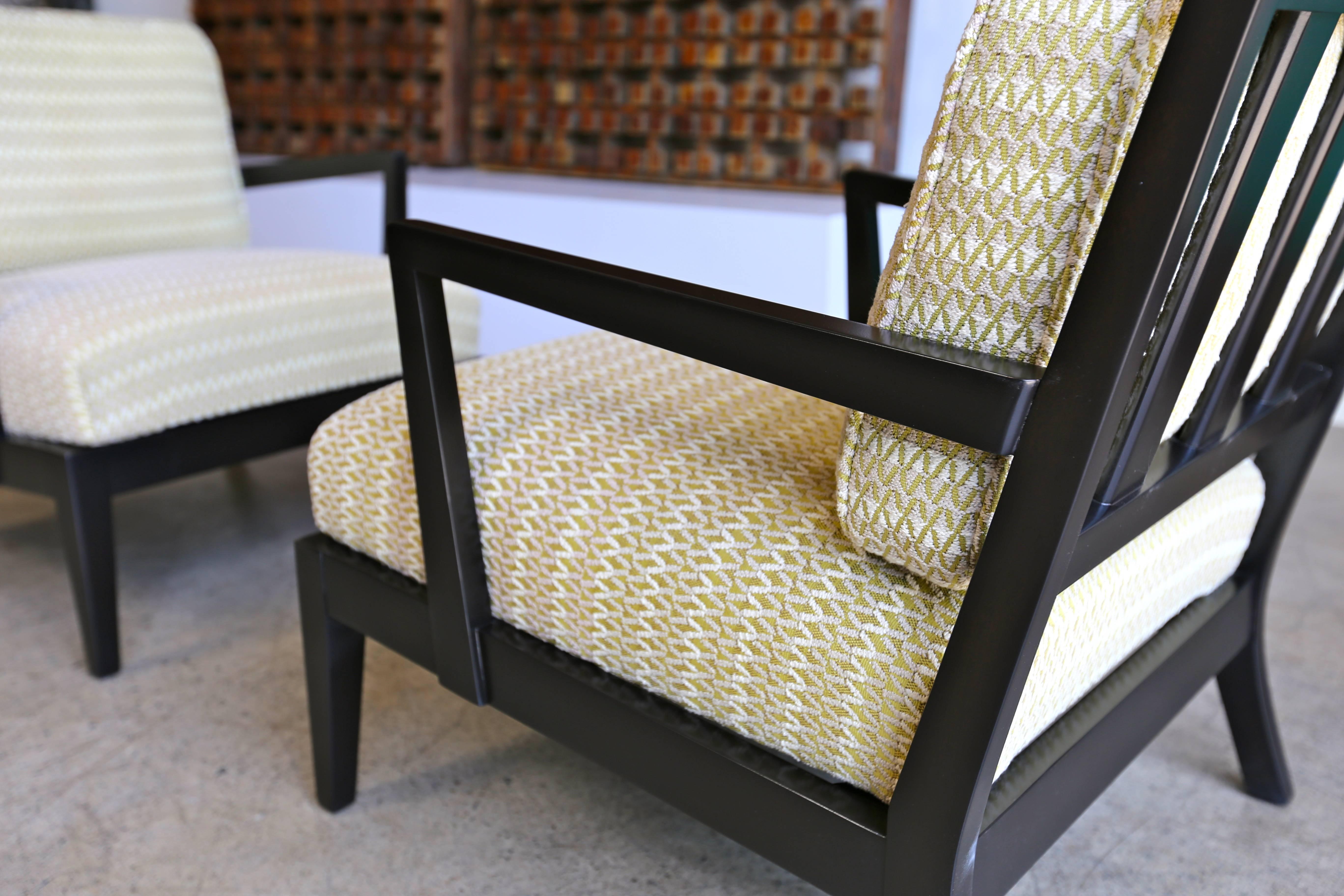 American Pair of Classic Ebonized Lounge Chairs