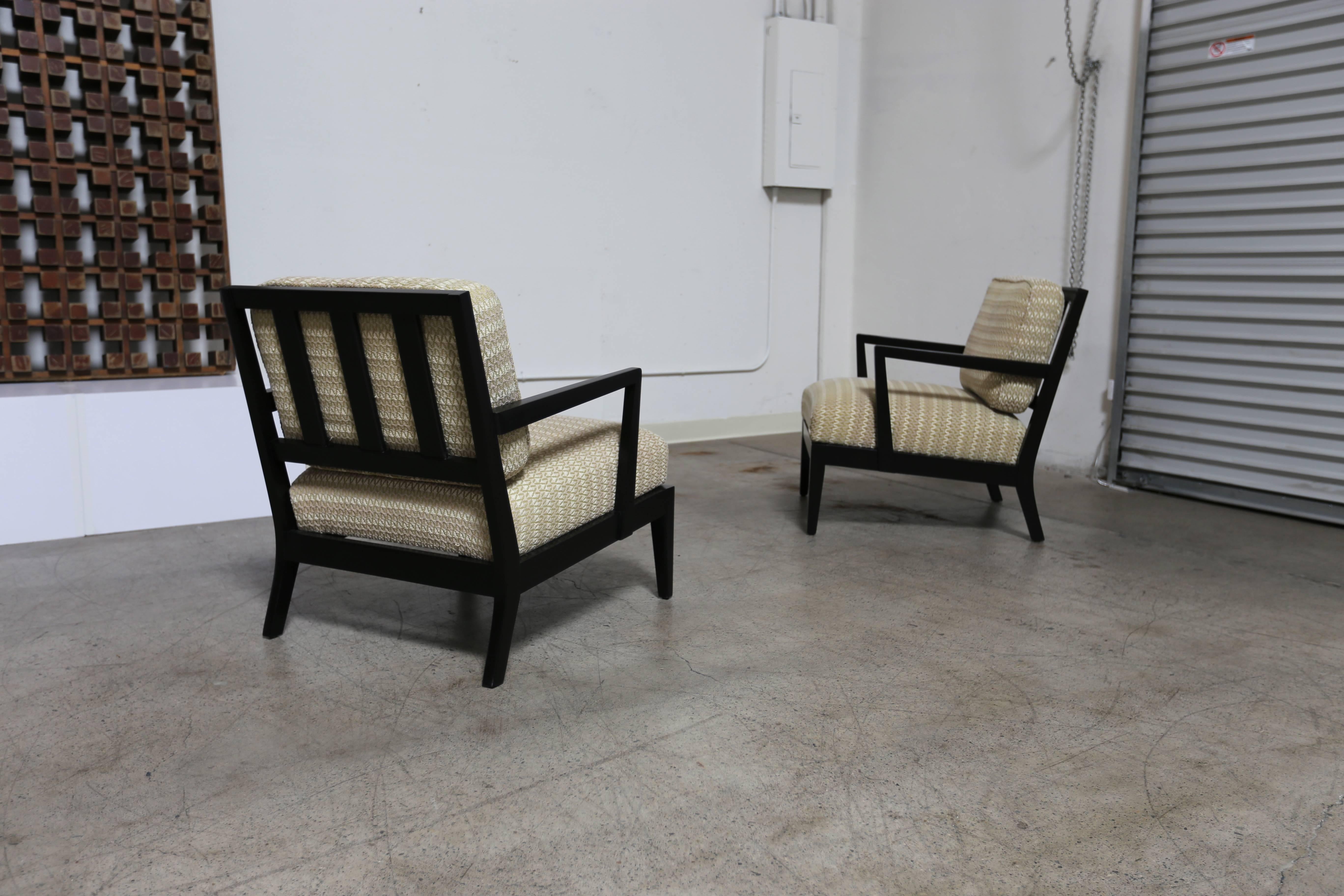20th Century Pair of Classic Ebonized Lounge Chairs