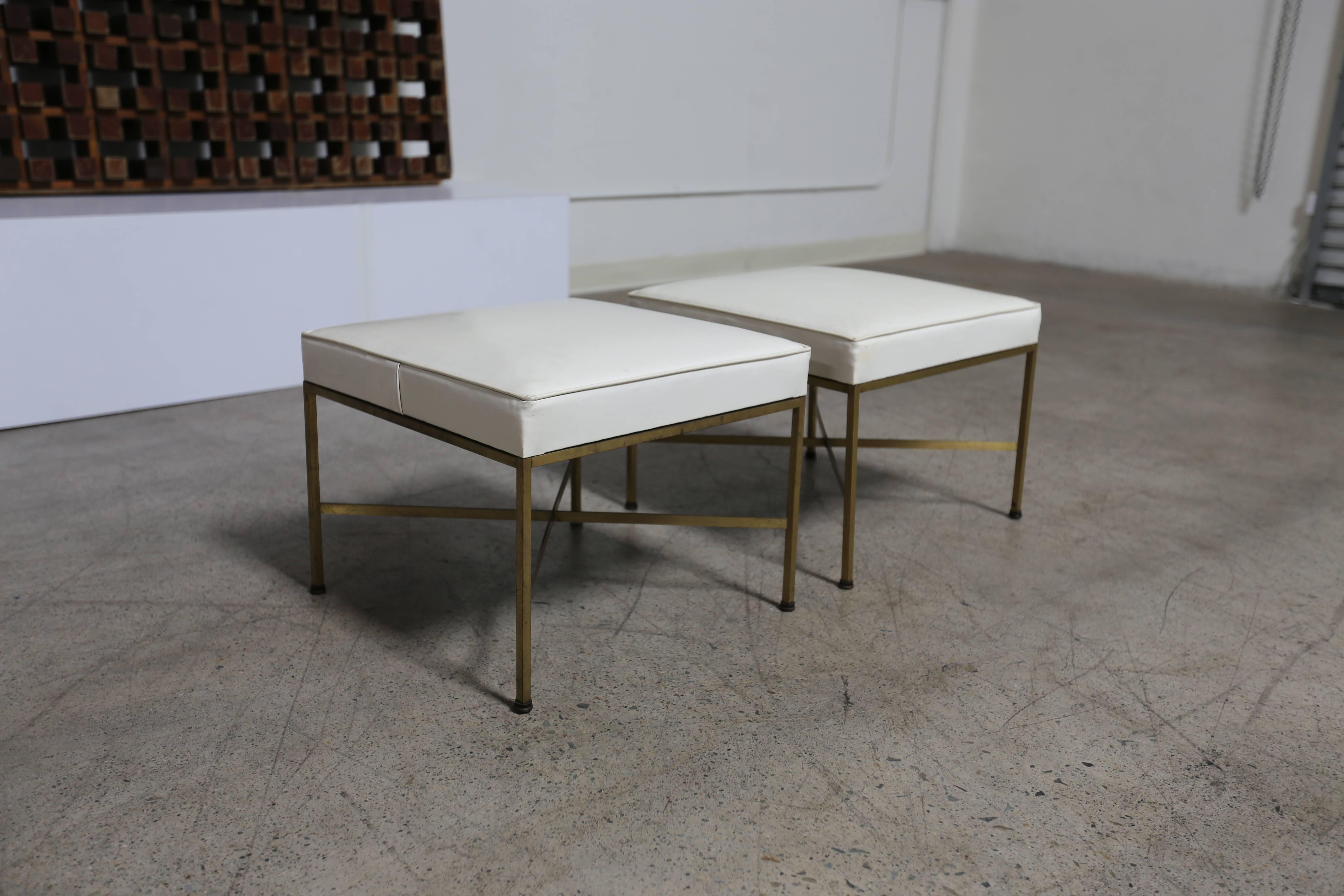 20th Century Pair of Brass X Base Stools by Paul McCobb = MOVING SALE!!!!!!