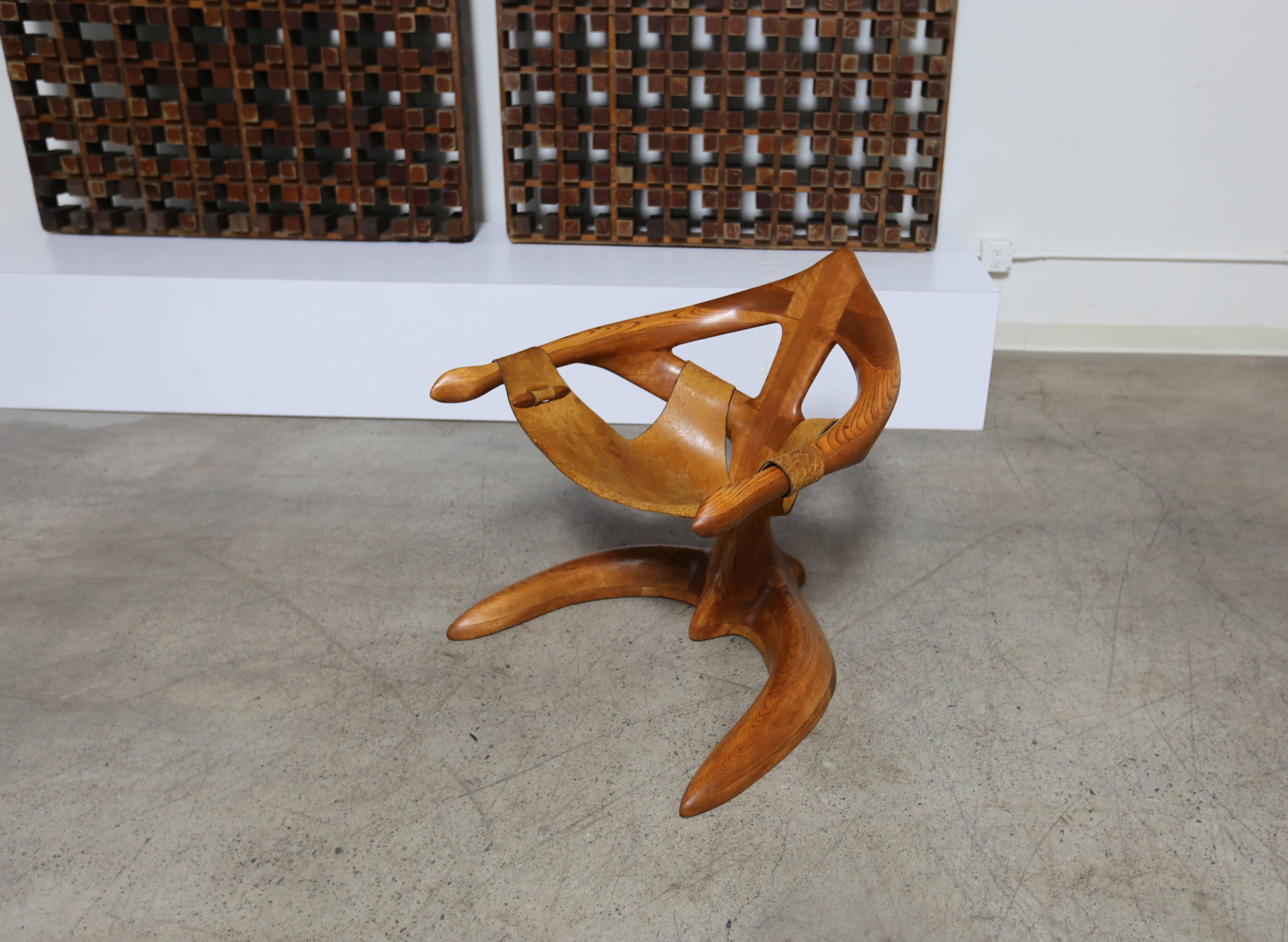 Mid-Century Modern Studio Crafted Lounge Chair by Californian Woodworker Tim Crowder = MOVING SALE!