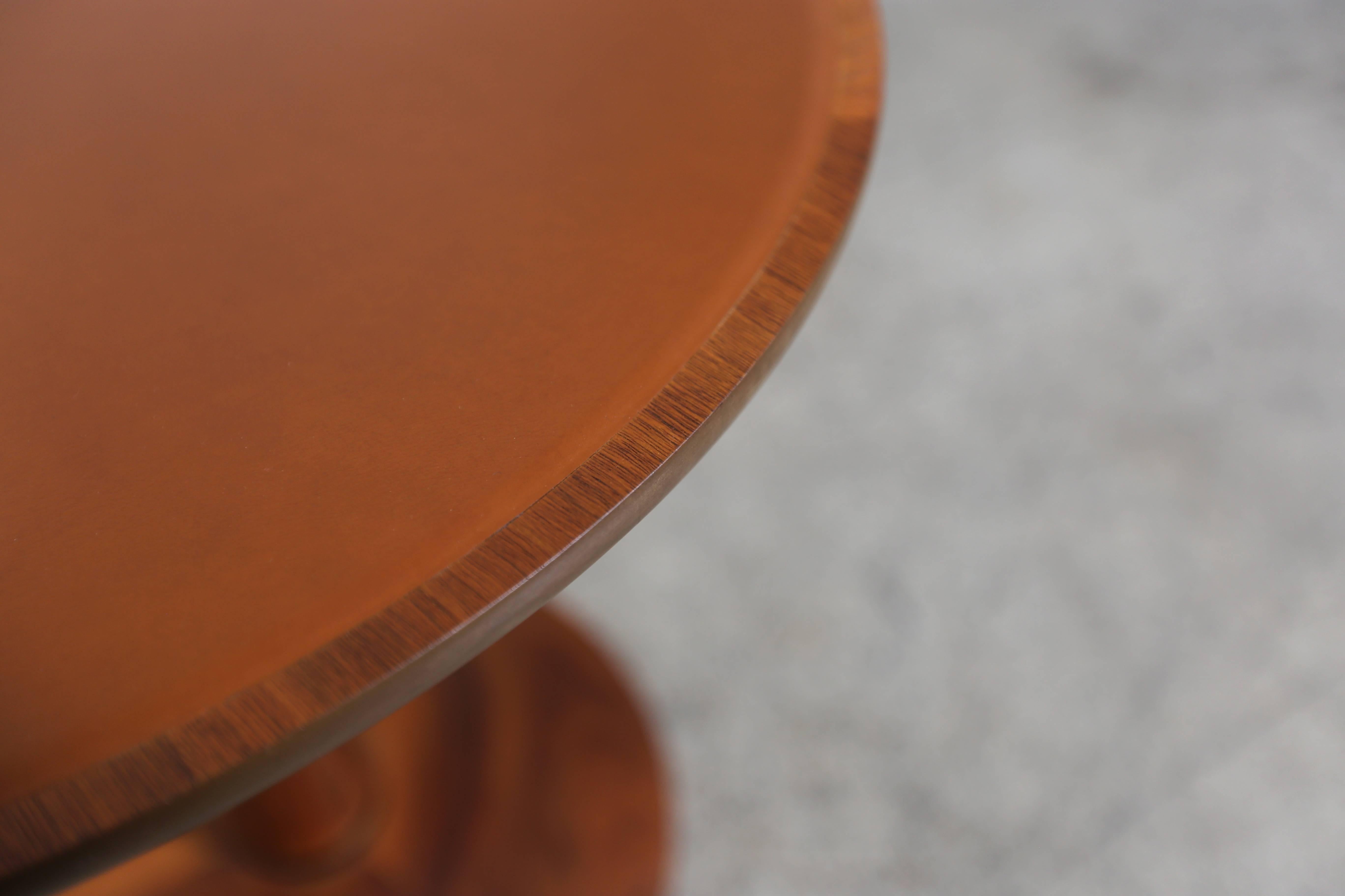 Mid-Century Modern Walnut and Leather Side Table by Kipp Stewart