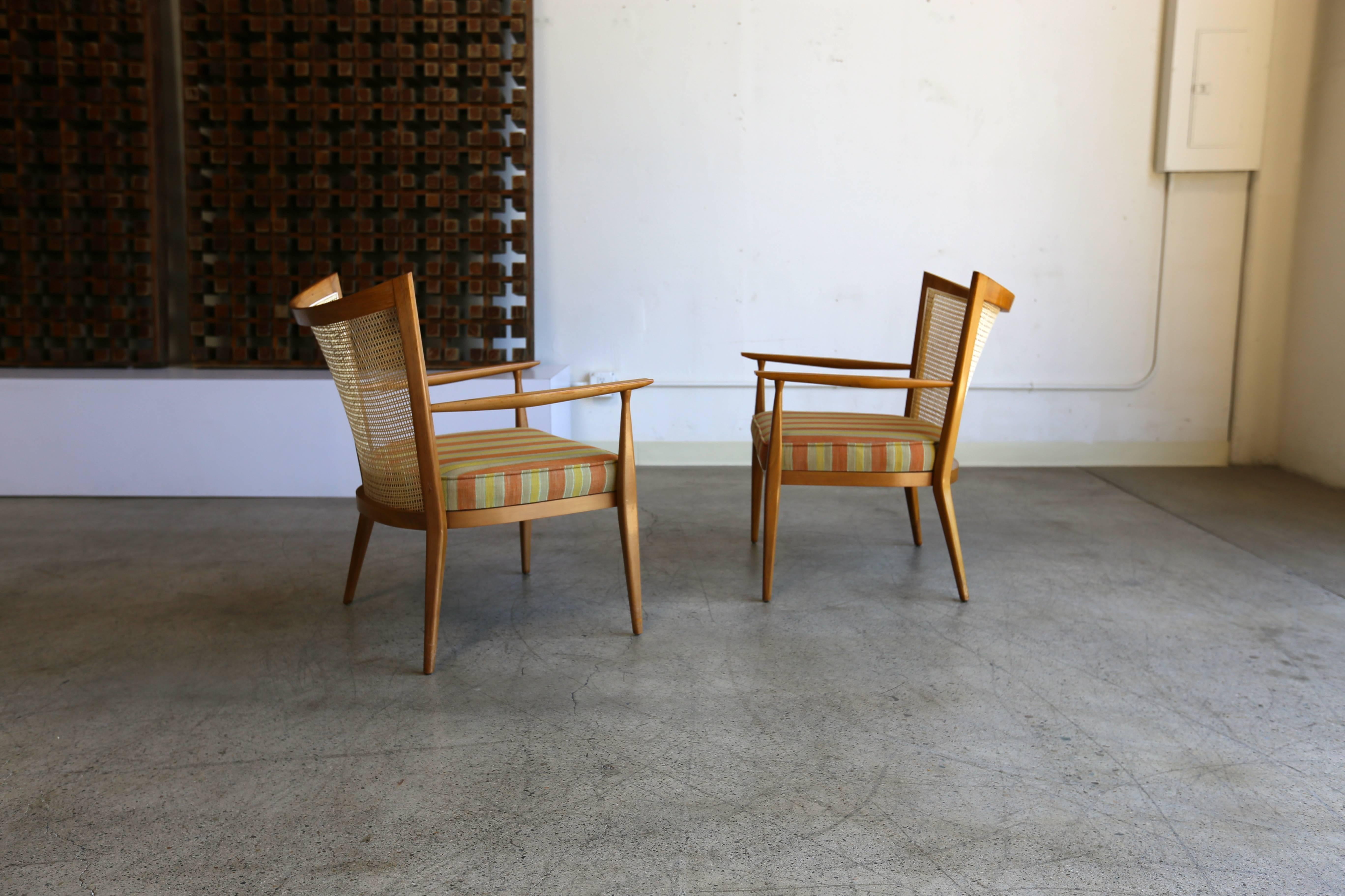 Cane Pair of Lounge Chairs by Paul McCobb