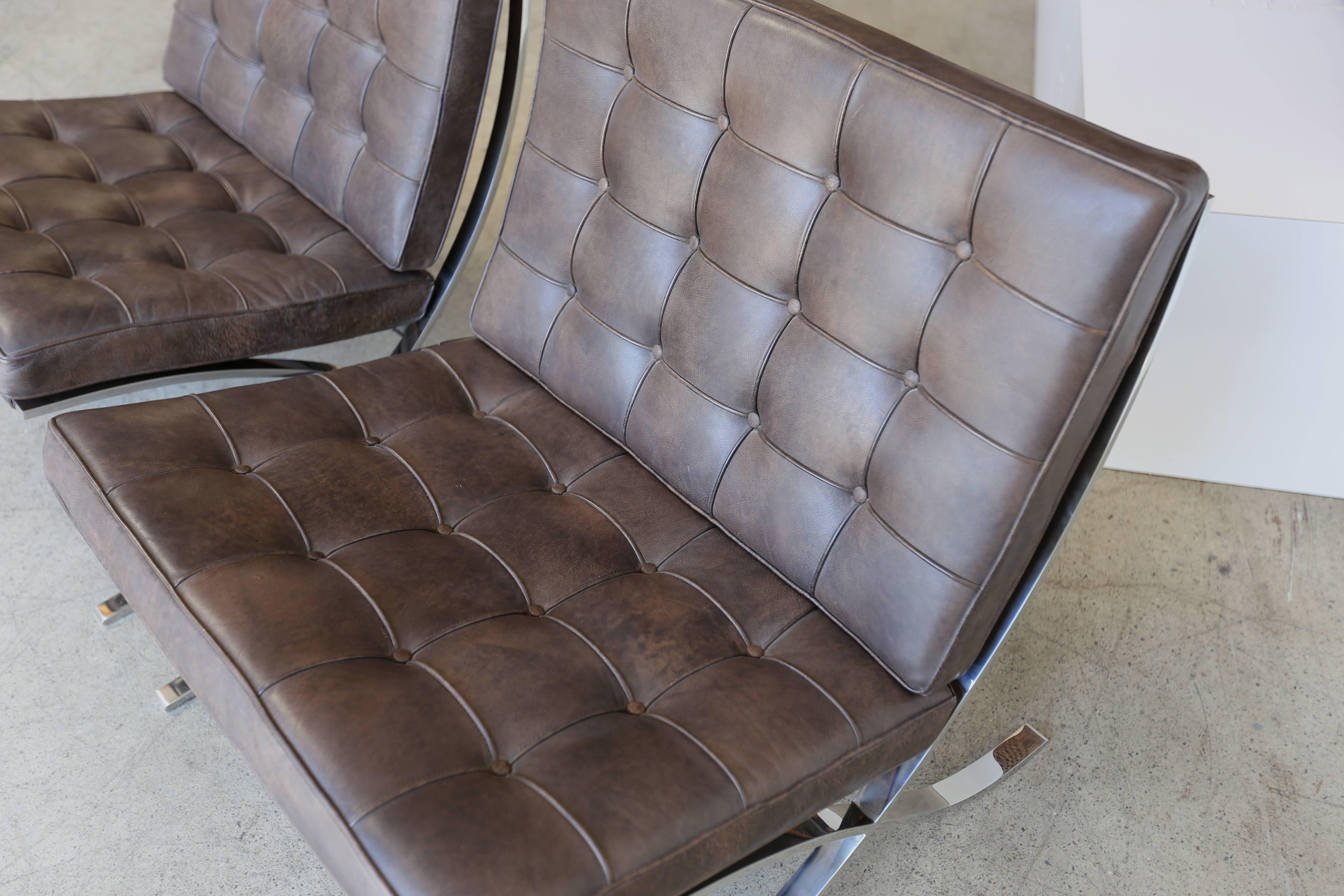 Leather Rare Barcelona Chairs by Ludwig Mies van der Rohe for Gerald R. Griffith