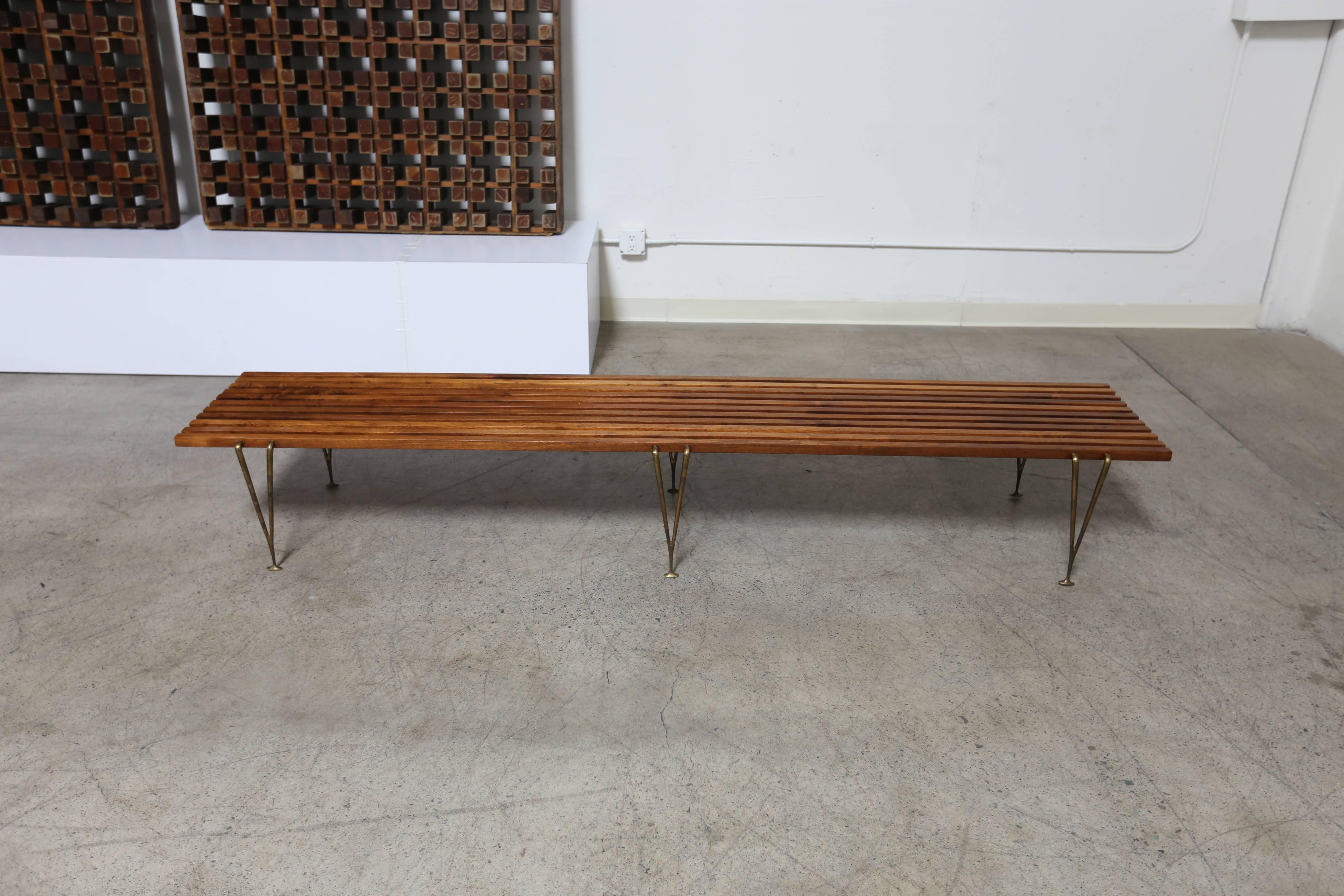 Long Slat Bench by Hugh Acton In Good Condition In Costa Mesa, CA