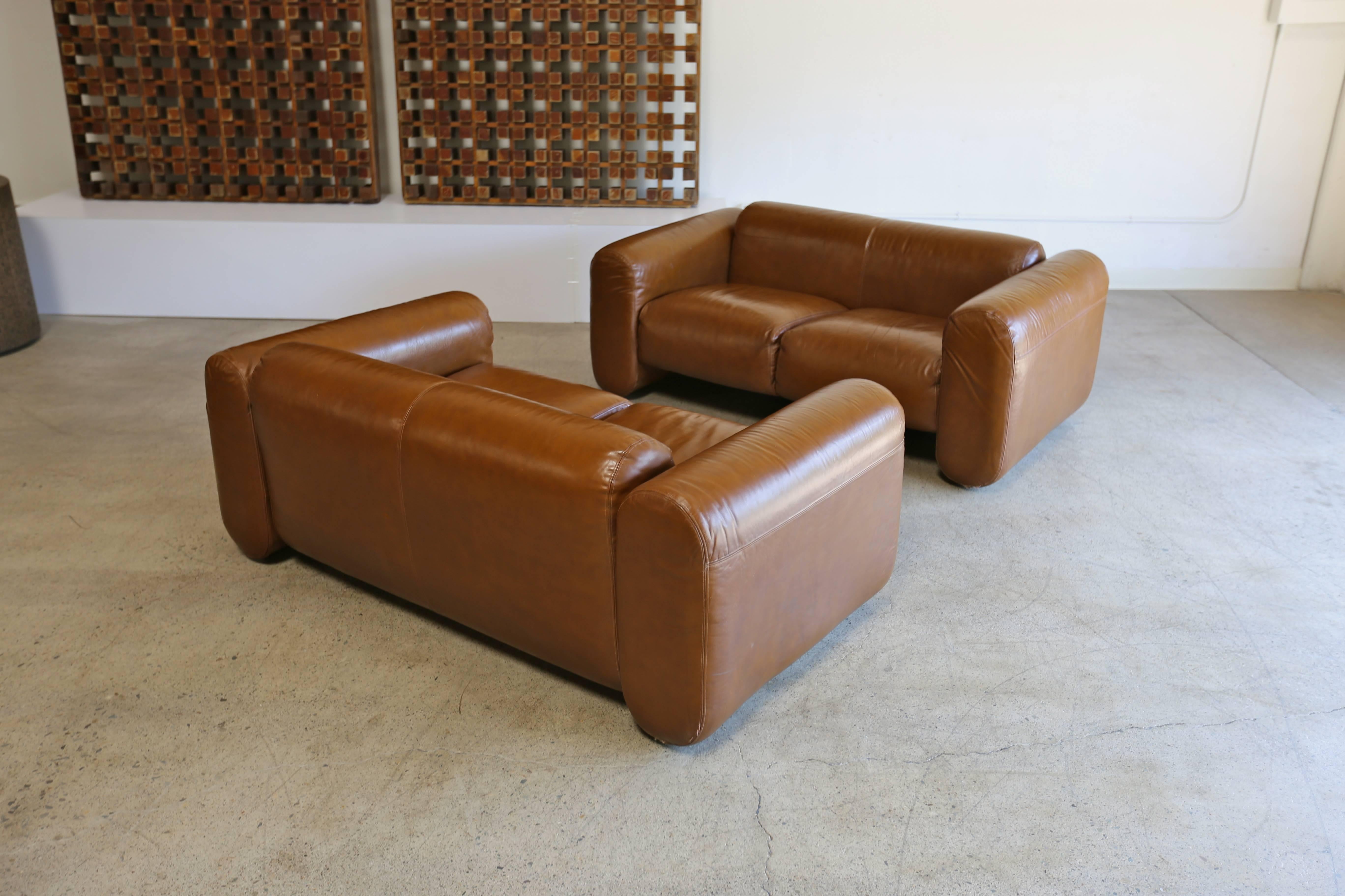 Mid-Century Modern Pair of Leather Sofas by Stendig