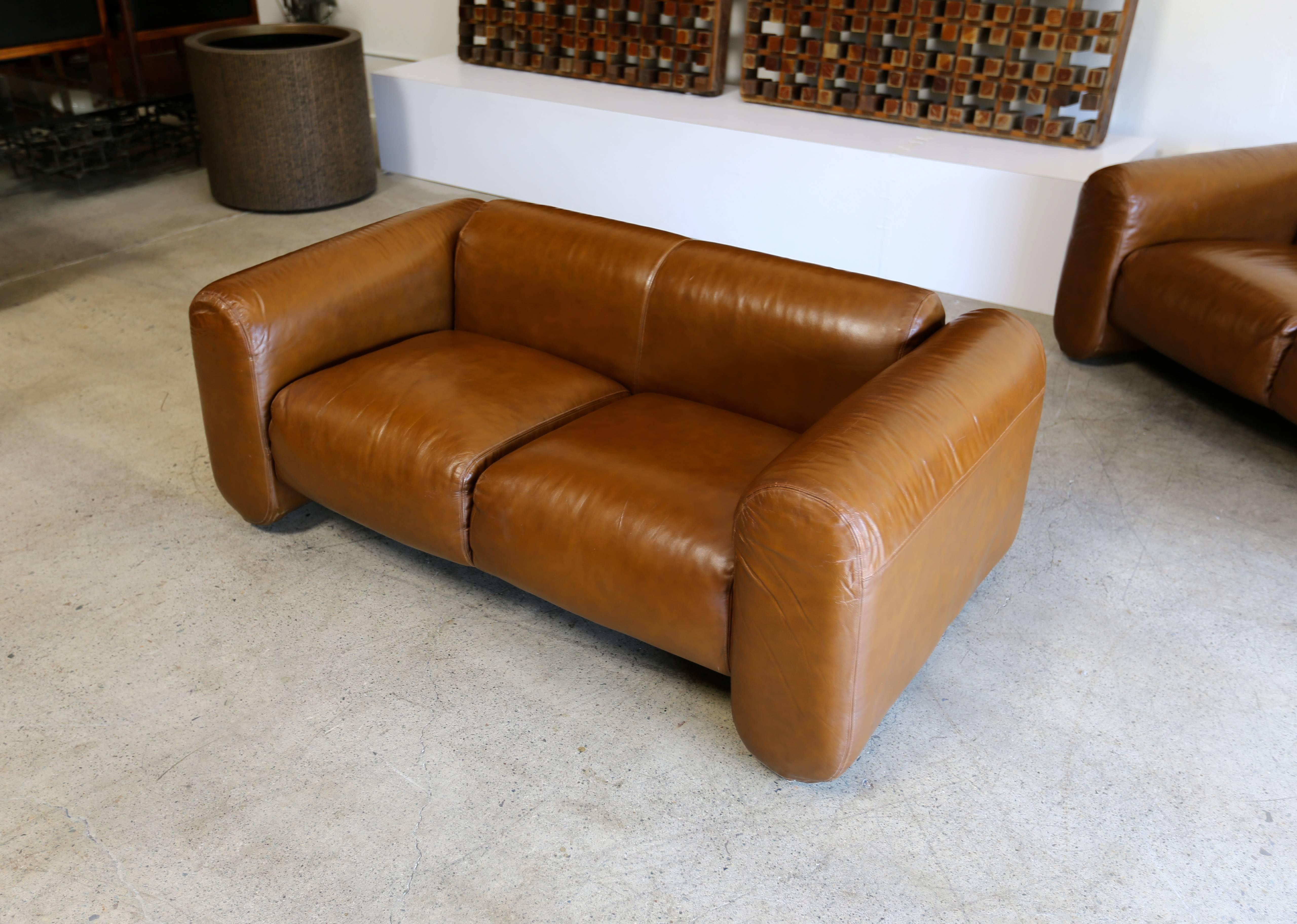 American Pair of Leather Sofas by Stendig