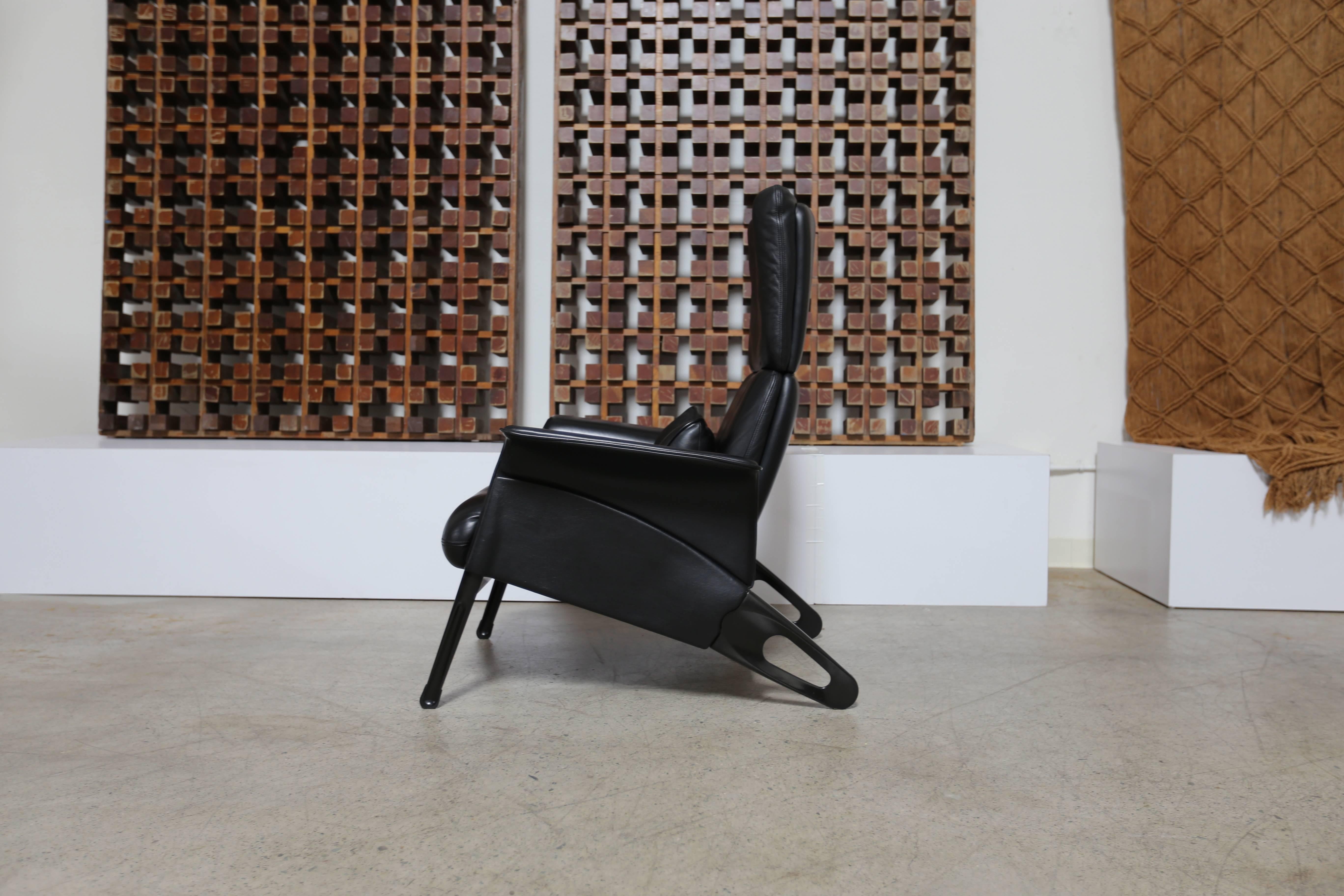 Powder-Coated Pair of Leather Lounge Chairs by Geoff Hollington for Herman Miller