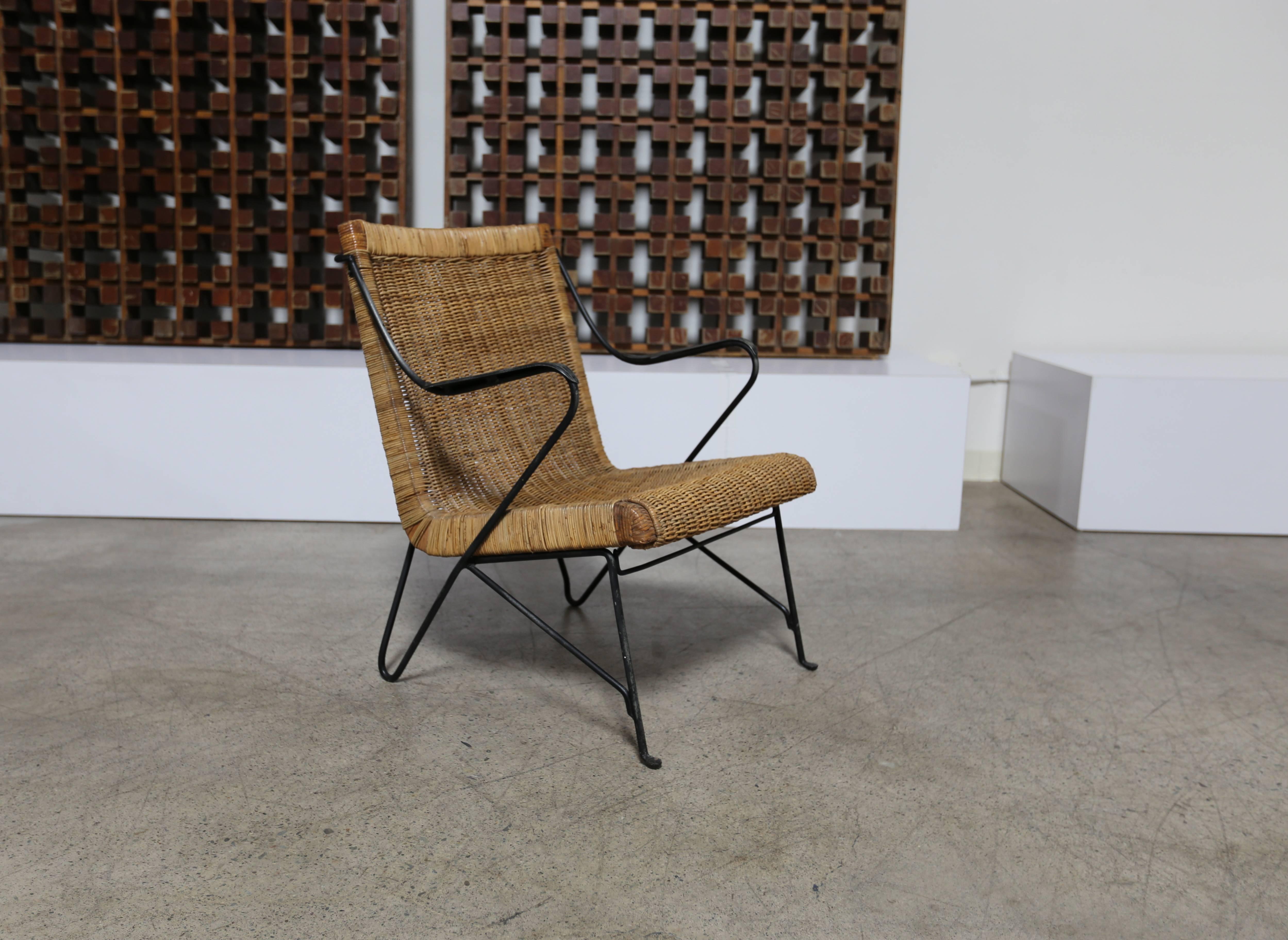 20th Century Rattan and Iron Lounge Chair by Salterini