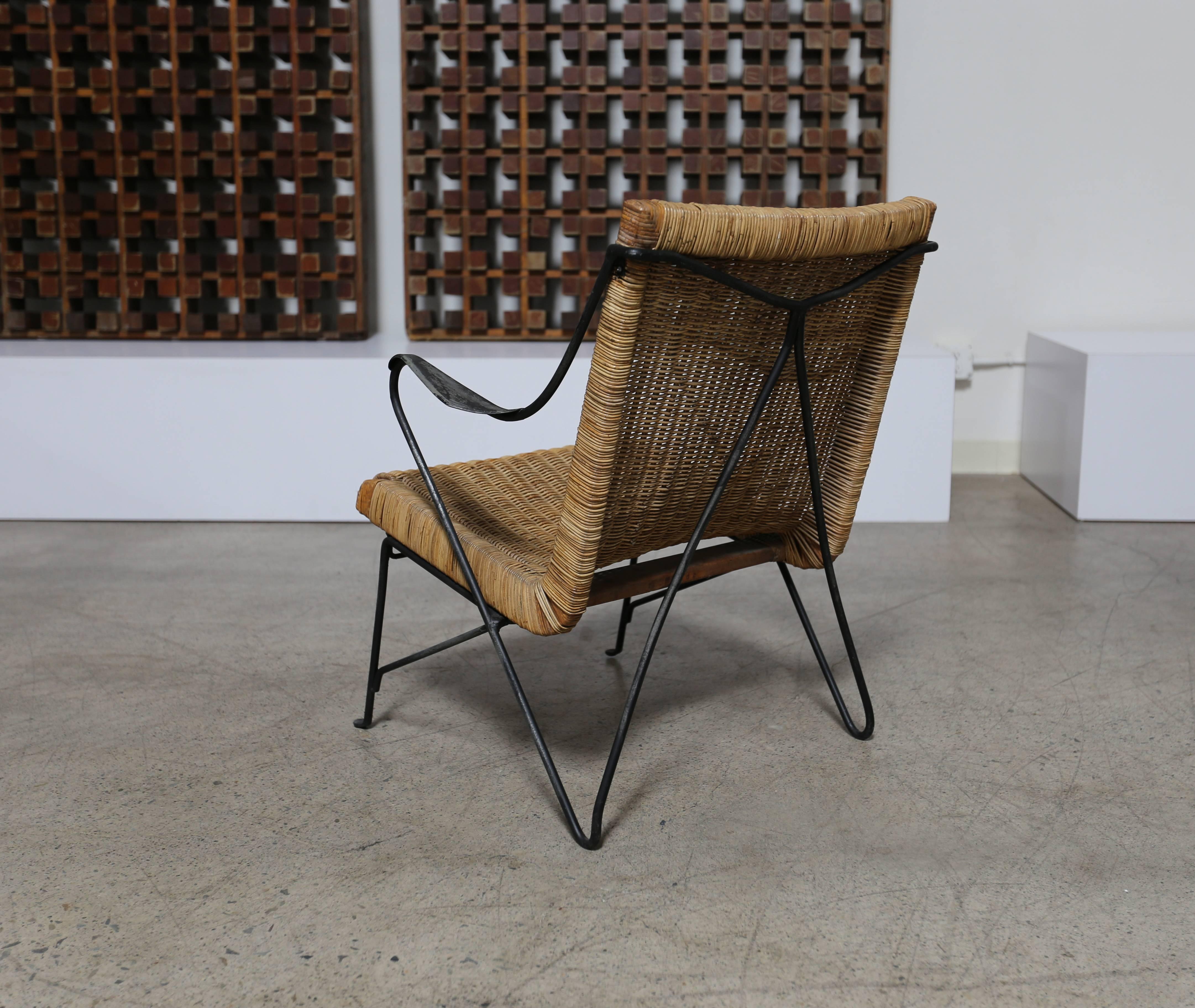 Rattan and Iron Lounge Chair by Salterini 1