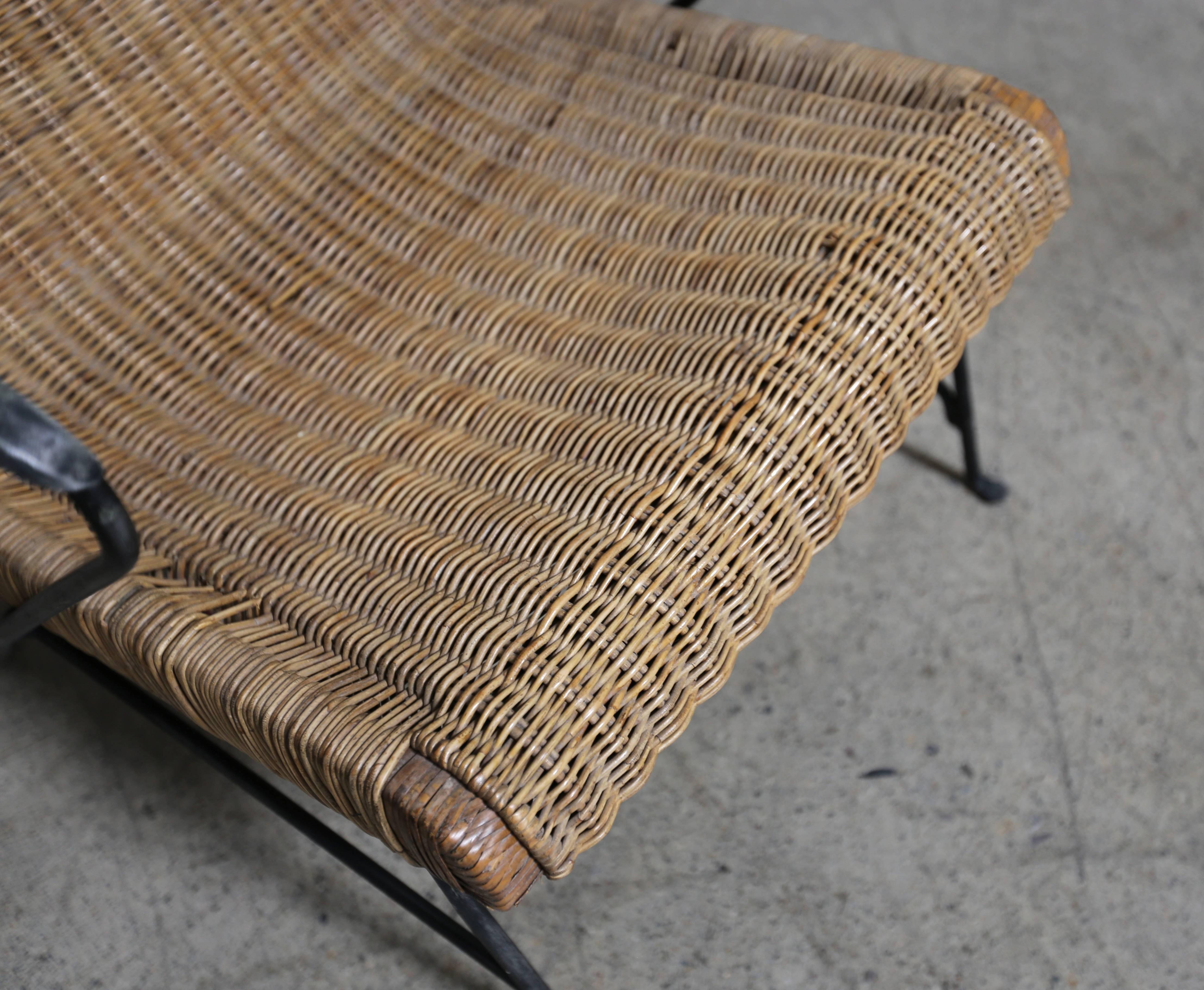 American Rattan and Iron Lounge Chair by Salterini