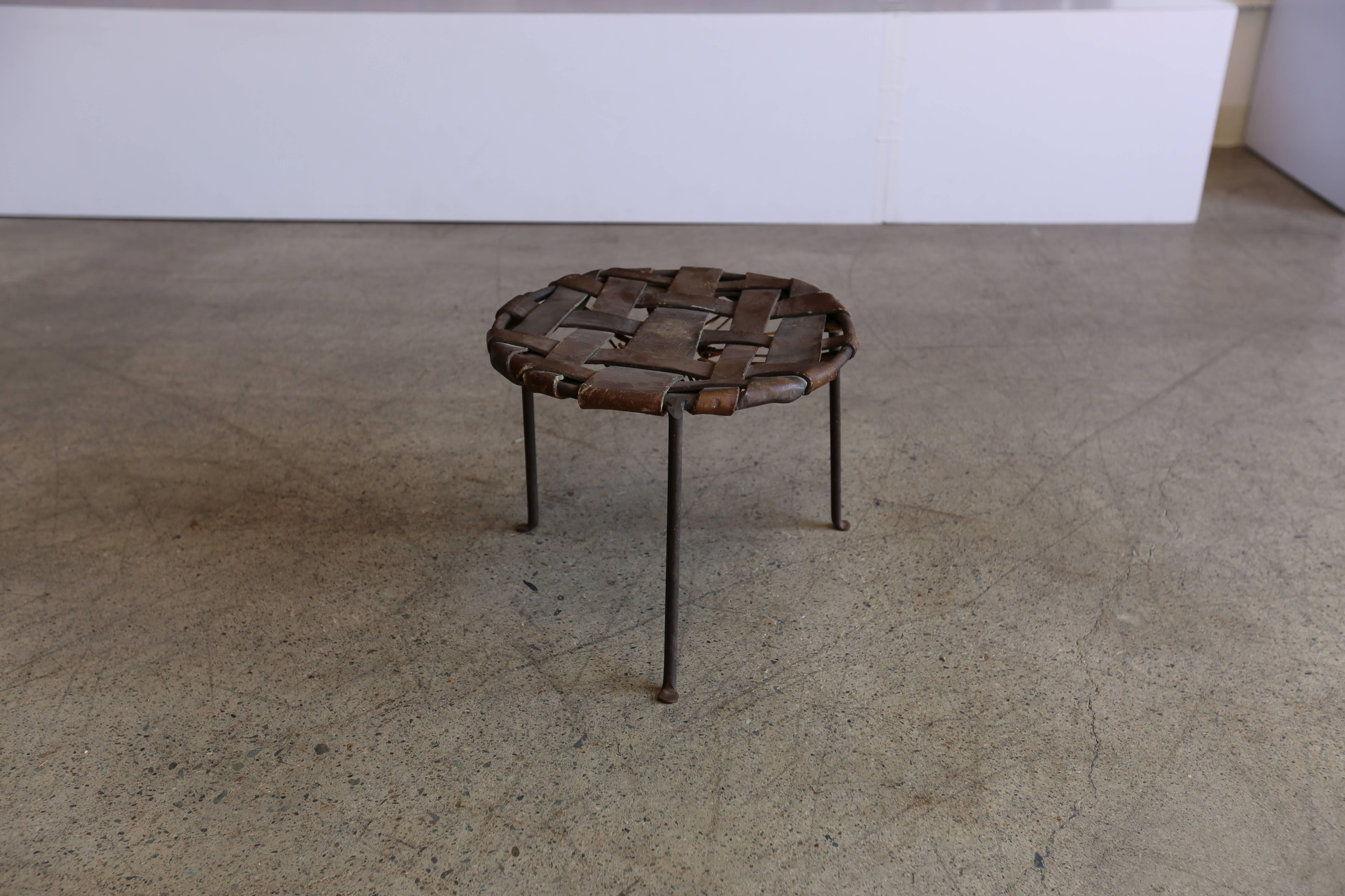 Iron and leather stool by Lila Swift and Donald Monell.