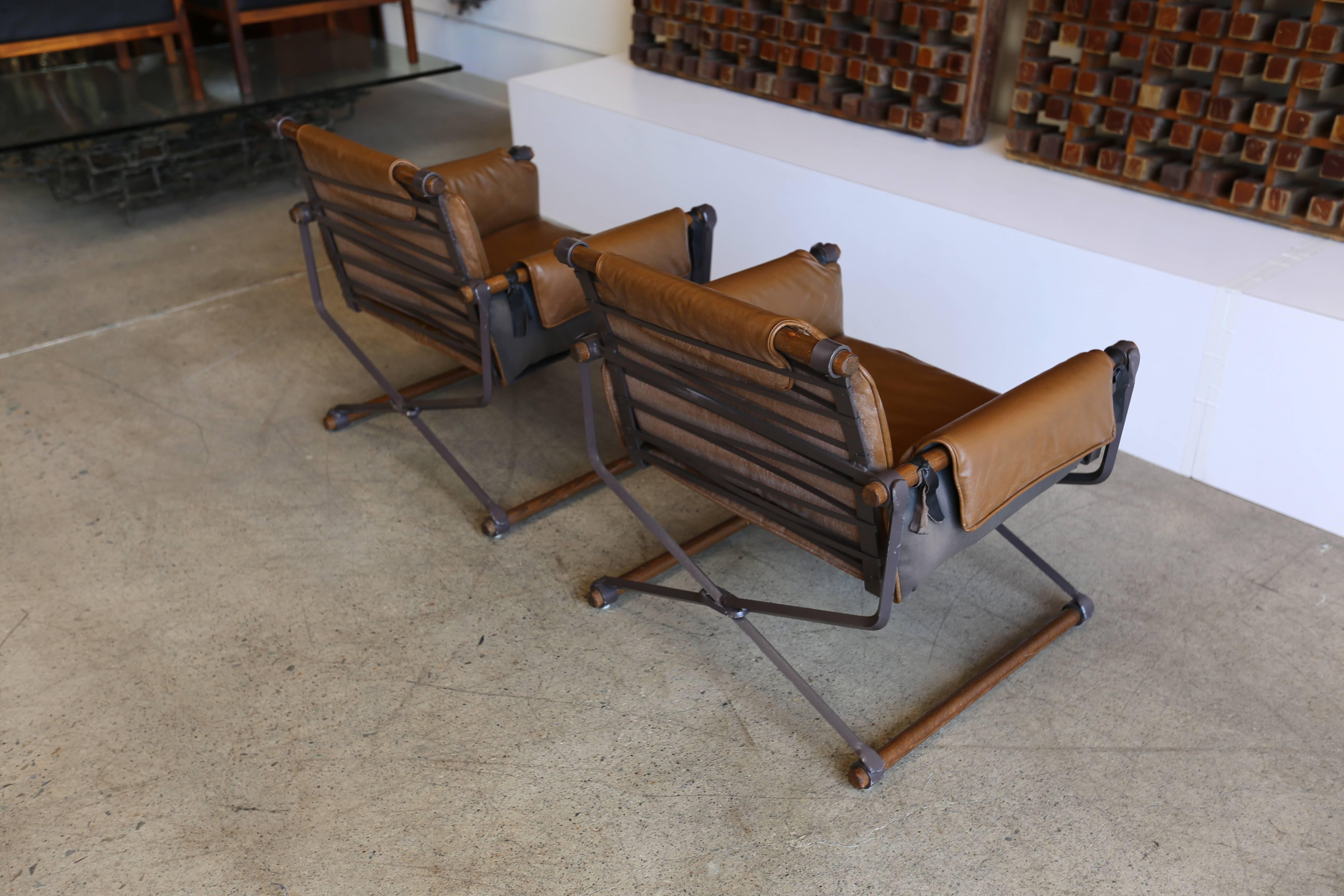 Iron Pair of Lounge Chairs by Cleo Baldon