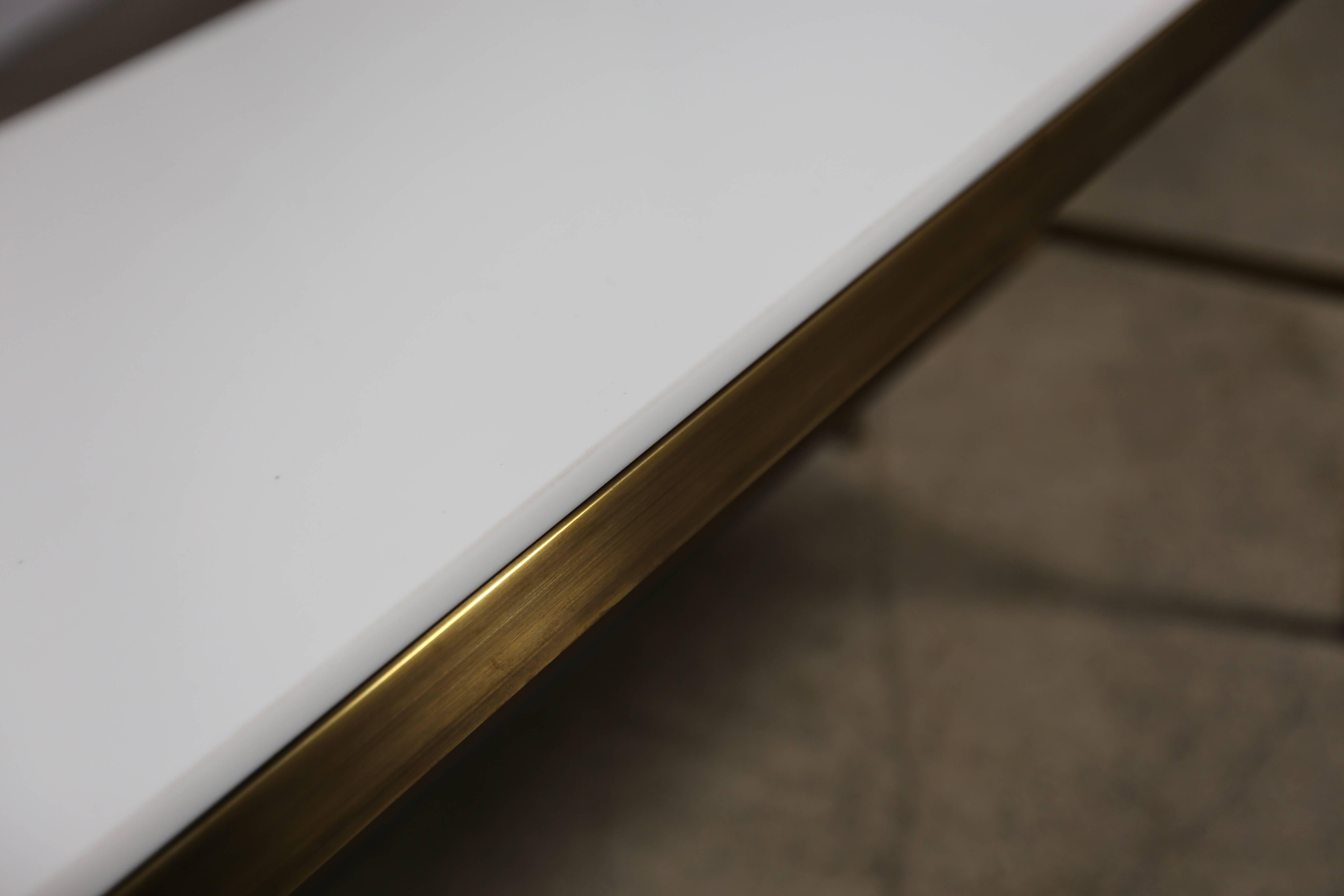 Brass and Vitrolite Console Table by Paul McCobb 1